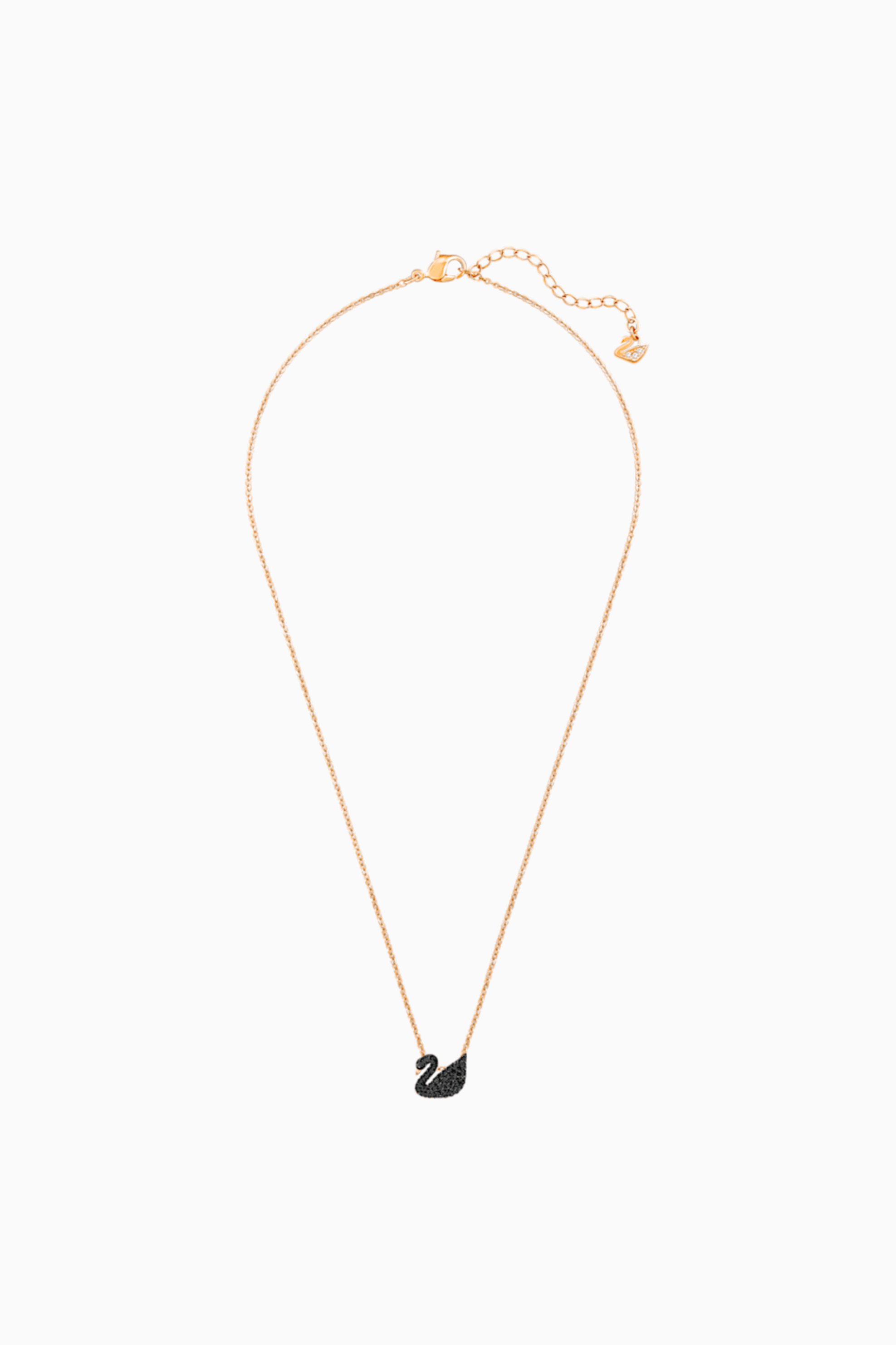 Swarovski Iconic Swan Pendant, Black, Rose-gold tone plated