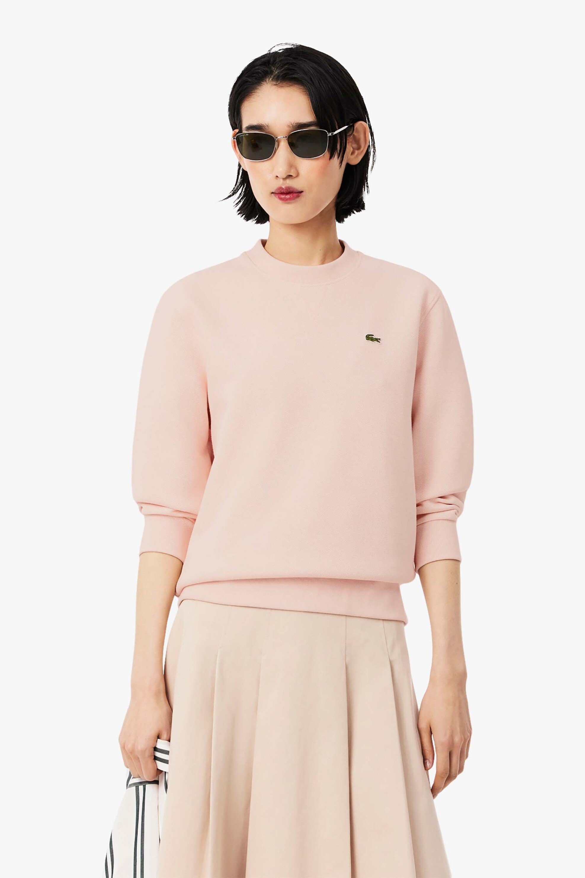 Lacoste γυναικεία μπλούζα φούτερ πικέ με κεντημένο λογότυπο Relaxed Fit