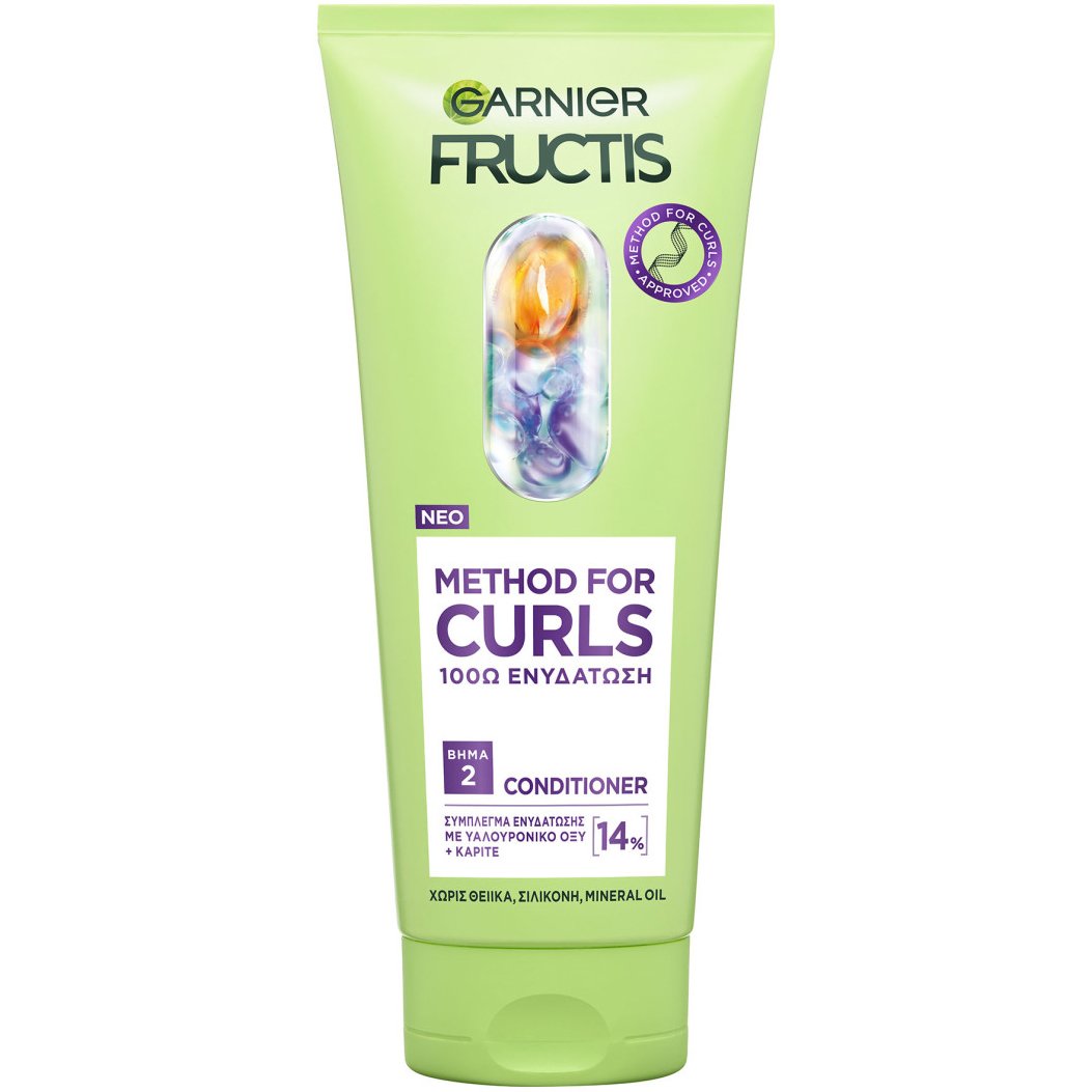 Garnier Fructis Method For Curls Step 2 Conditioner Μαλακτική Κρέμα Εντατικής Ενυδάτωσης Ειδικά Σχεδιασμένη για Σγουρά Μαλλιά με Υαλουρονικό Οξύ & Βούτυρο Καριτέ 200ml