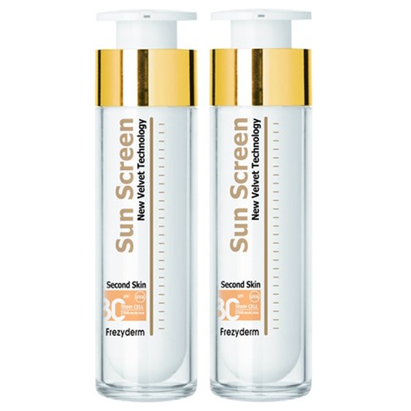 Σετ Frezyderm Sun Screen Velvet Face Cream Spf30 2x50ml,Διάφανη Αντηλιακή Προσώπου Βελούδινης Υφής, Υψηλής Προστασίας