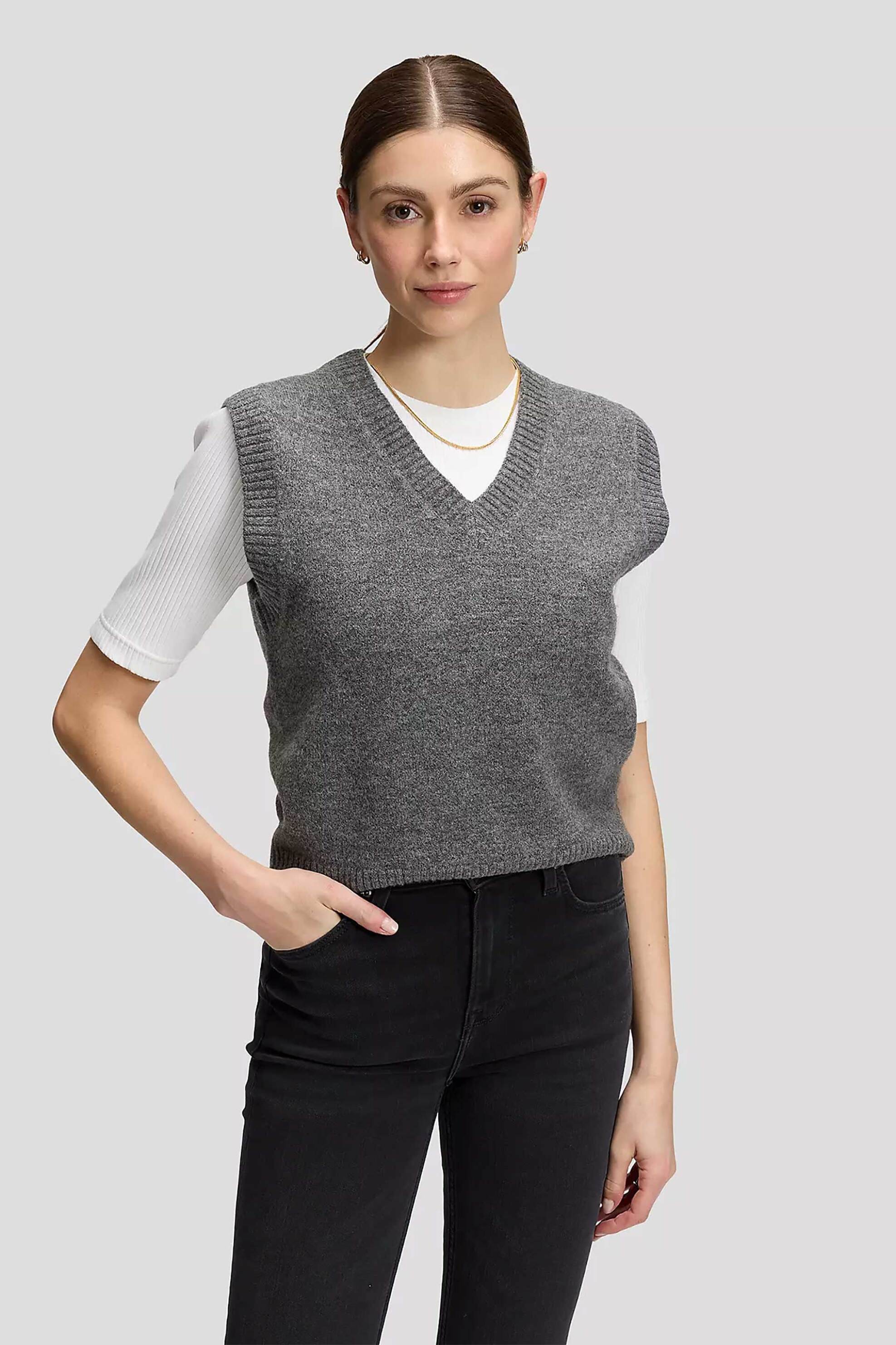 Lee® γυναικεία αμάνικη πλεκτή μπλούζα με V Slim Fit