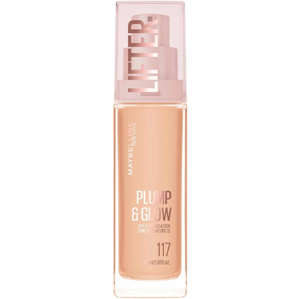 Maybelline Lifter Plump & Glow Spf15 Foundation Ενυδατικό Foundation Μεσαίας Προστασίας, 2% Νιασιναμίδη & Υαλουρονικό Οξύ για Γεμάτη & Φωτεινή Όψη Όλη Μέρα 30ml - 117