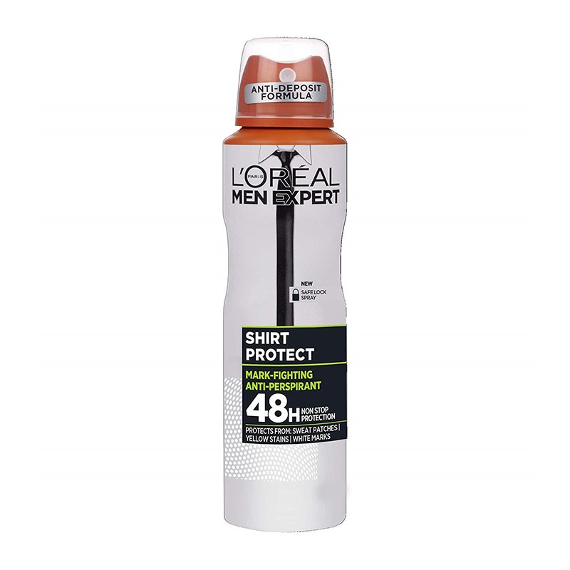 L'Oreal Paris Men Expert Shirt Protect Spray Ανδρικό Αποσμητικό Spray 48ωρης Προστασίας Ενάντια στα Λευκά &  Κίτρινα Σημάδια 150ml