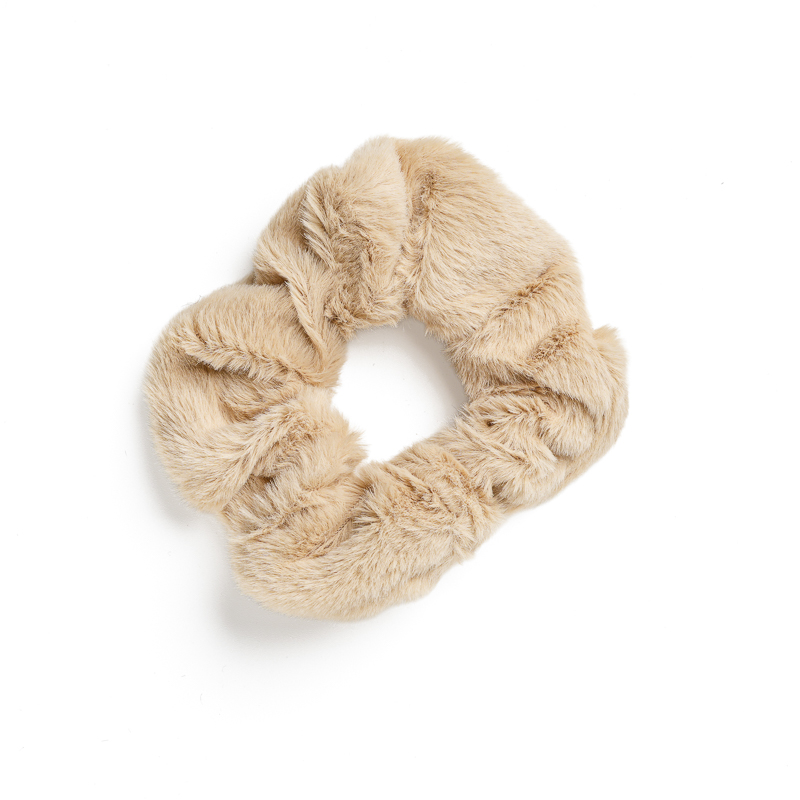 Μπεζ Γούνινο Scrunchie