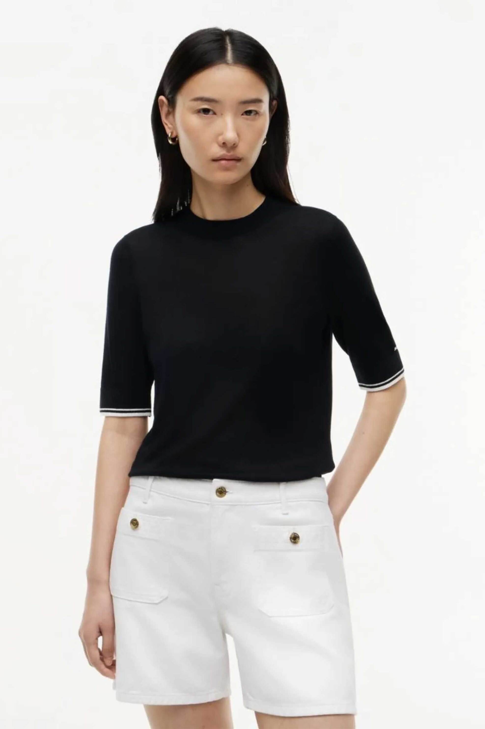 Tommy Hilfiger γυναικεία πλεκτή μπλούζα με κοντό μανίκι και μετάξι