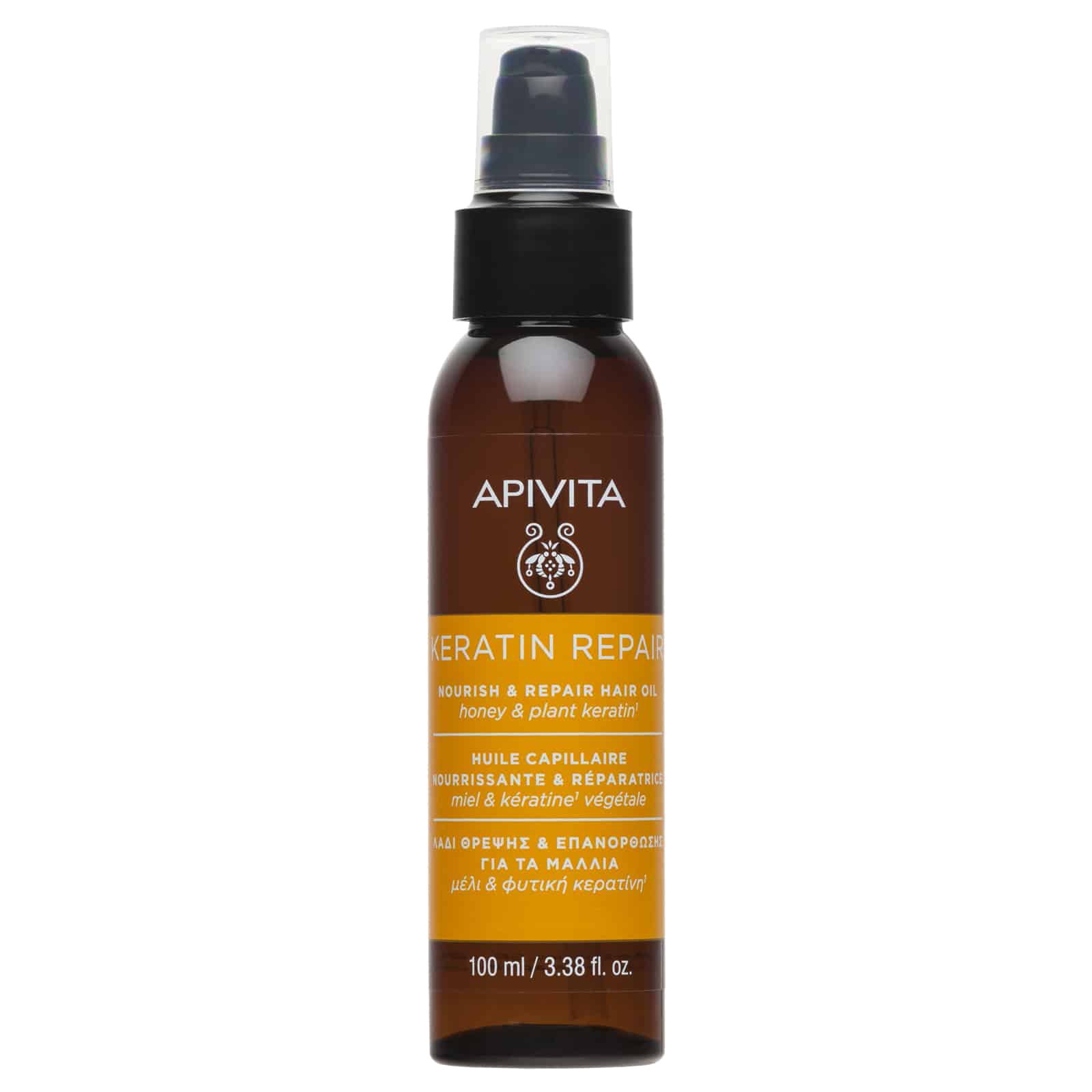 Apivita Keratin Repair & Nourish Hair Oil Λάδι Θρέψης & Επανόρθωσης για Ξηρά & Ταλαιπωρημένα Μαλλιά με Μέλι & Φυτική Κερατίνη 100ml