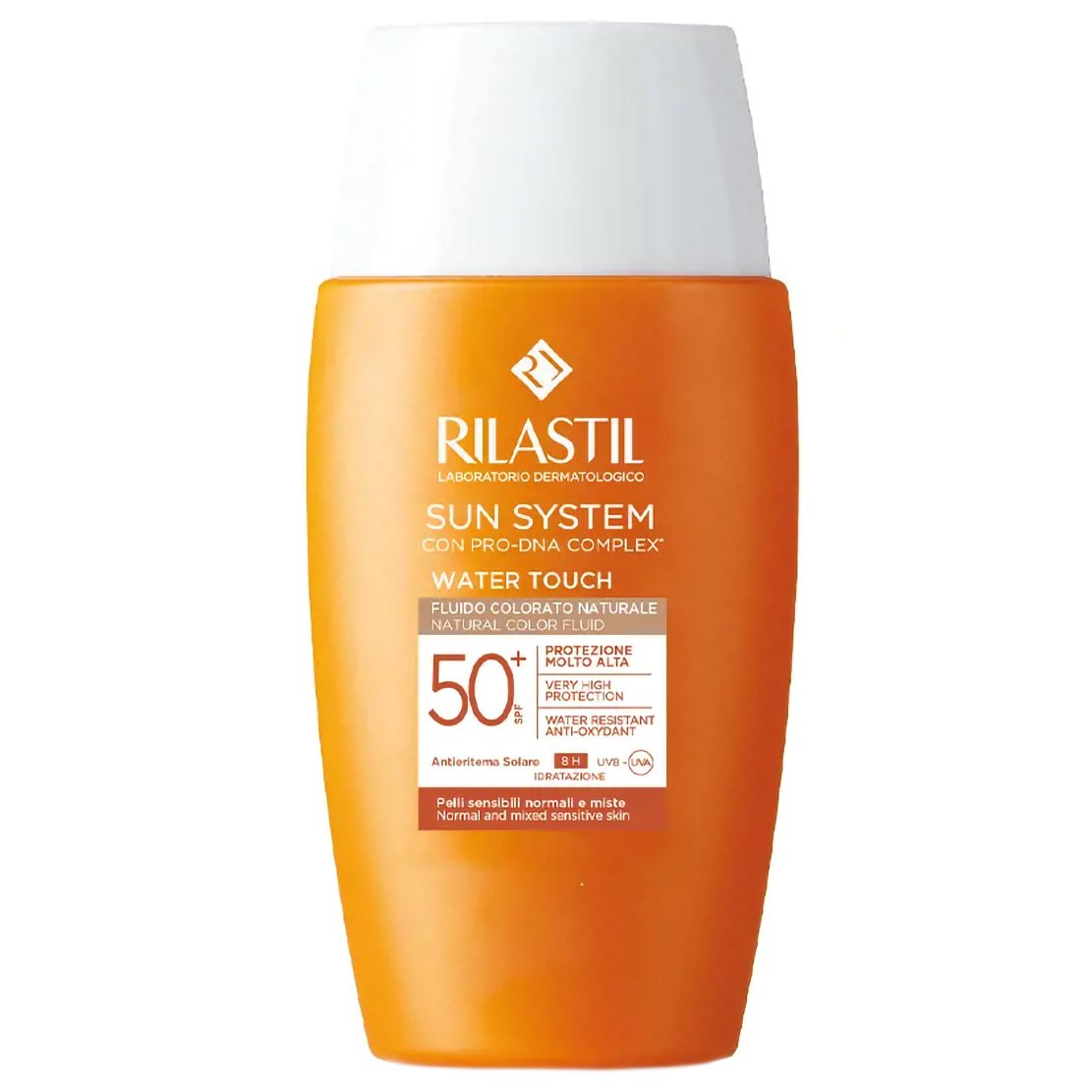 Rilastil Sun System Water Touch Colored Moisturizing Face Fluid Spf50+ Λεπτόρρευστο Αντηλιακό, Ενυδατικό Γαλάκτωμα Προσώπου με Πολύ Υψηλή Προστασία & Ματ Αποτέλεσμα 50ml