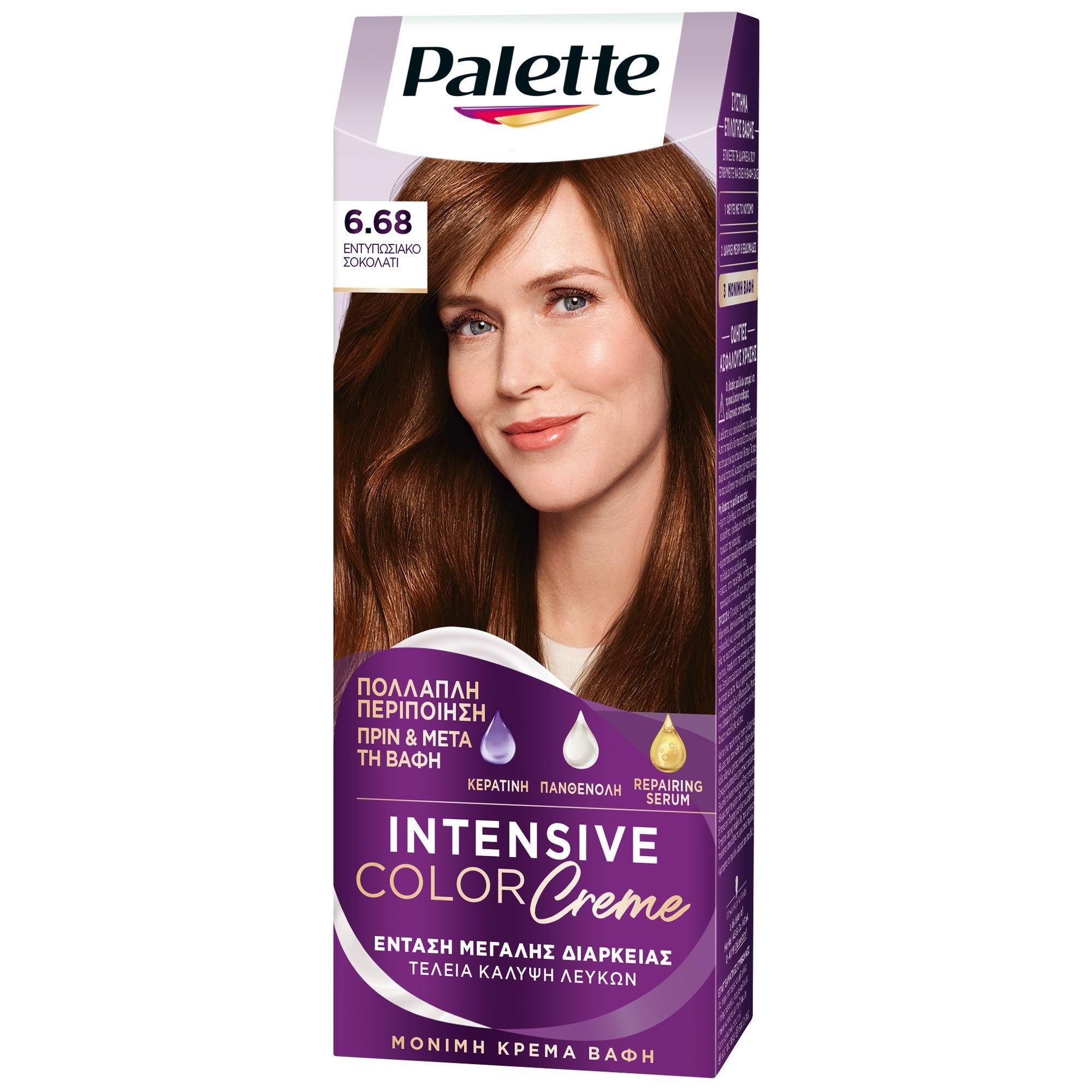 Schwarzkopf Palette Intensive Hair Color Creme Kit Μόνιμη Κρέμα Βαφή Μαλλιών για Έντονο Χρώμα Μεγάλης Διάρκειας & Περιποίηση 1 Τεμάχιο - 6.68 Εντυπωσιακό Σοκολατί