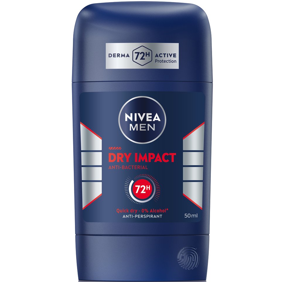 Nivea Men Dry Impact 72h Anti-Perspirant Stick Ανδρικό Αποσμητικό Στικ που Στεγνώνει Γρήγορα, με Αποτελεσματική Προστασία από τον Ιδρώτα & την Κακοσμία 50ml