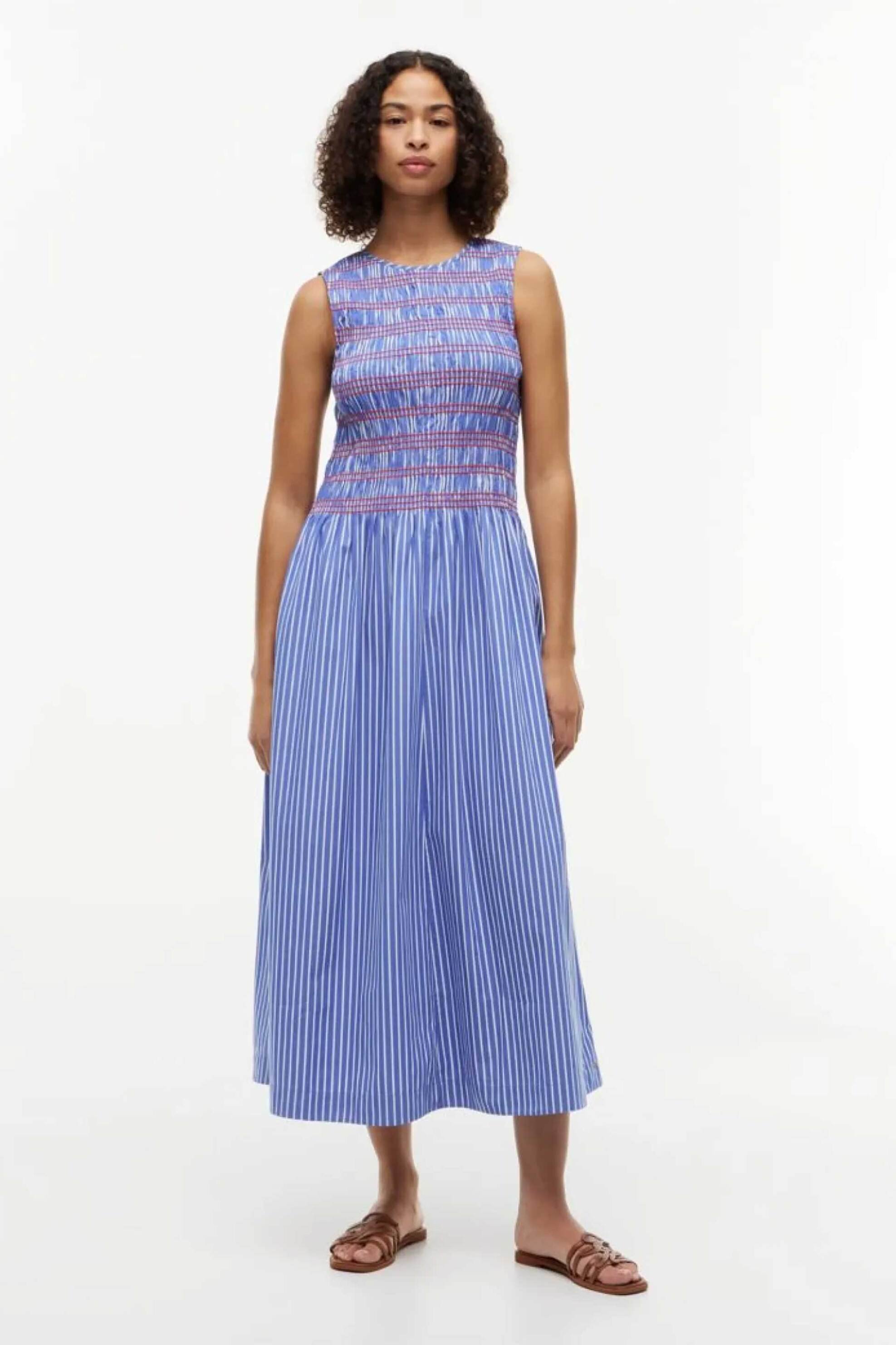 Tommy Hilfiger γυναικείο midi φόρεμα ριγέ Regular Fit - WW0WW49883 Λευκό