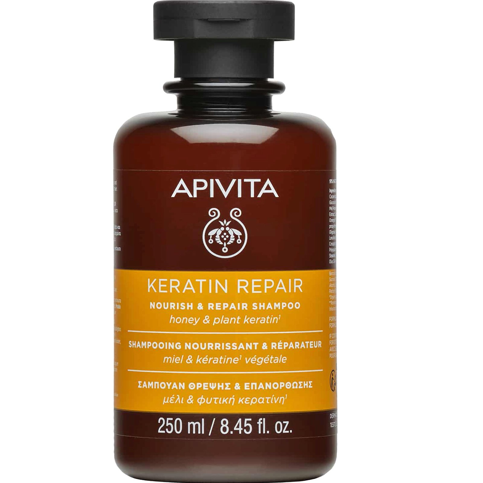 Apivita Keratin Repair Shampoo Σαμπουάν Θρέψης & Επανόρθωσης με Μέλι & Φυτική Κερατίνη 250ml
