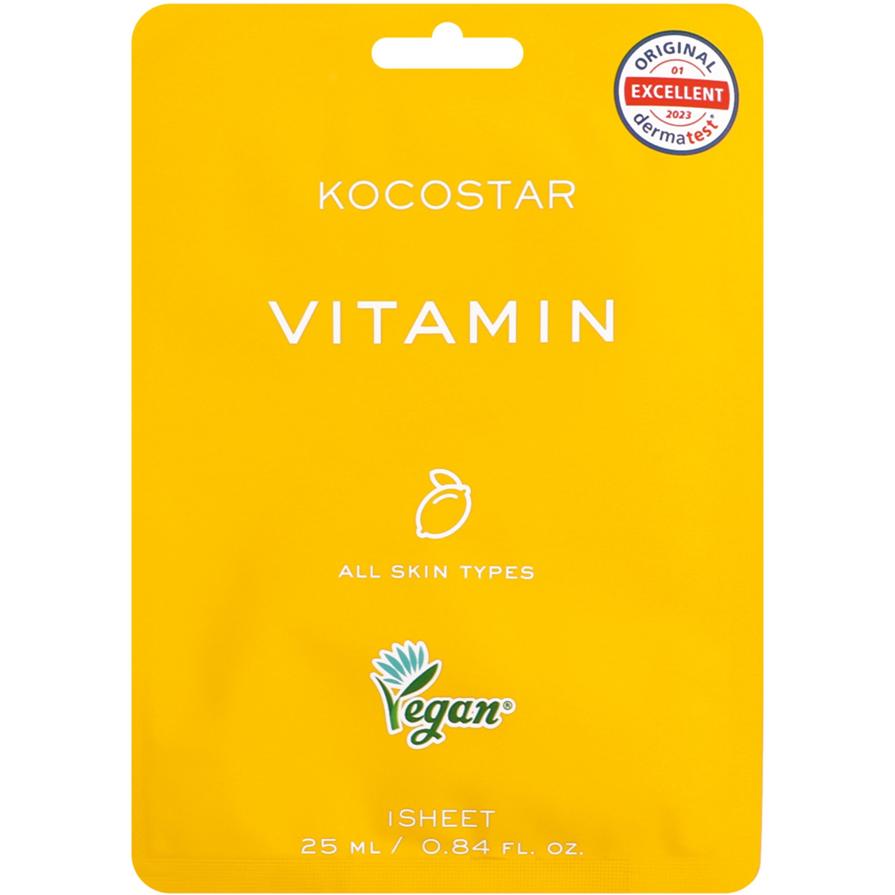 Kocostar Vitamin Face Mask Κωδ 5603 Εμποτισμένη Μάσκα Αναζωογόνησης & Λάμψης για Όλους τους Τύπους Δέρματος 1 Τεμάχιο