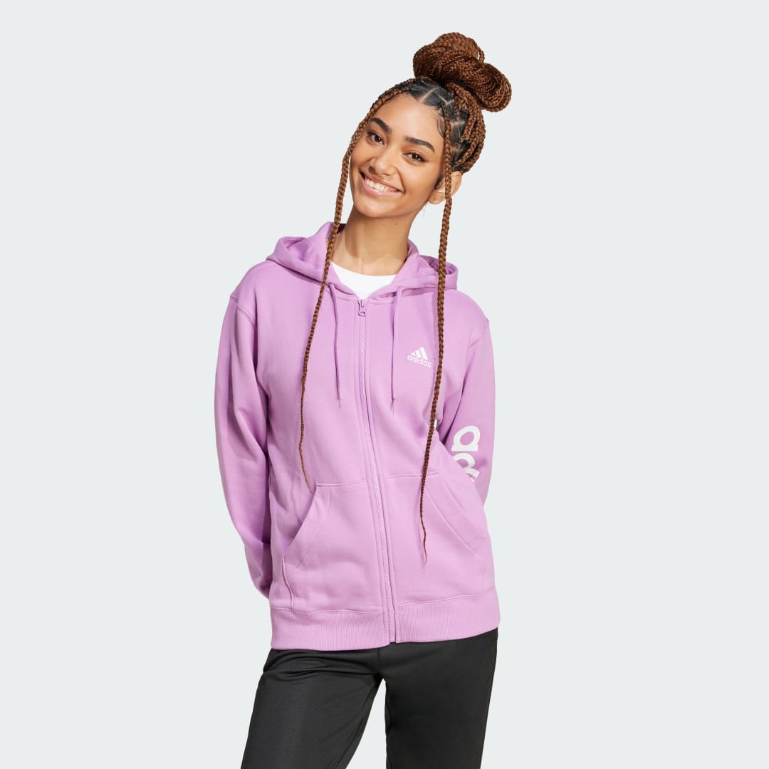 Hoodie από French terry με φερμουάρ σε όλο το μήκος Linear Essentials