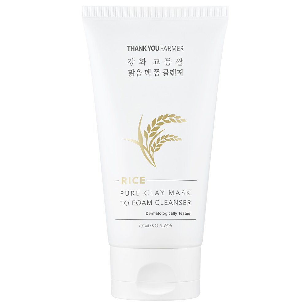 Thank You Farmer Rice Pure Clay Mask to Foam Cleanser Μάσκα Αργίλου με Εκχύλισμα Ρυζιού που Γίνεται Αφρώδες Καθαριστικό Προσώπου 150ml