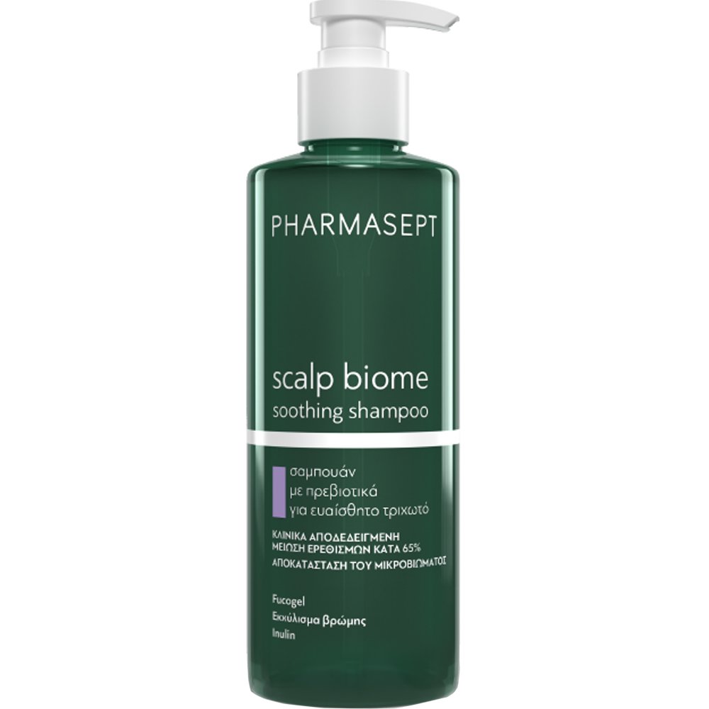 Pharmasept Scalp Biome Soothing Shampoo Σαμπουάν Ήπιου Καθαρισμού με Καταπραϋντική Δράση για το Ευαίσθητο Τριχωτό της Κεφαλής με Αντλία 400ml
