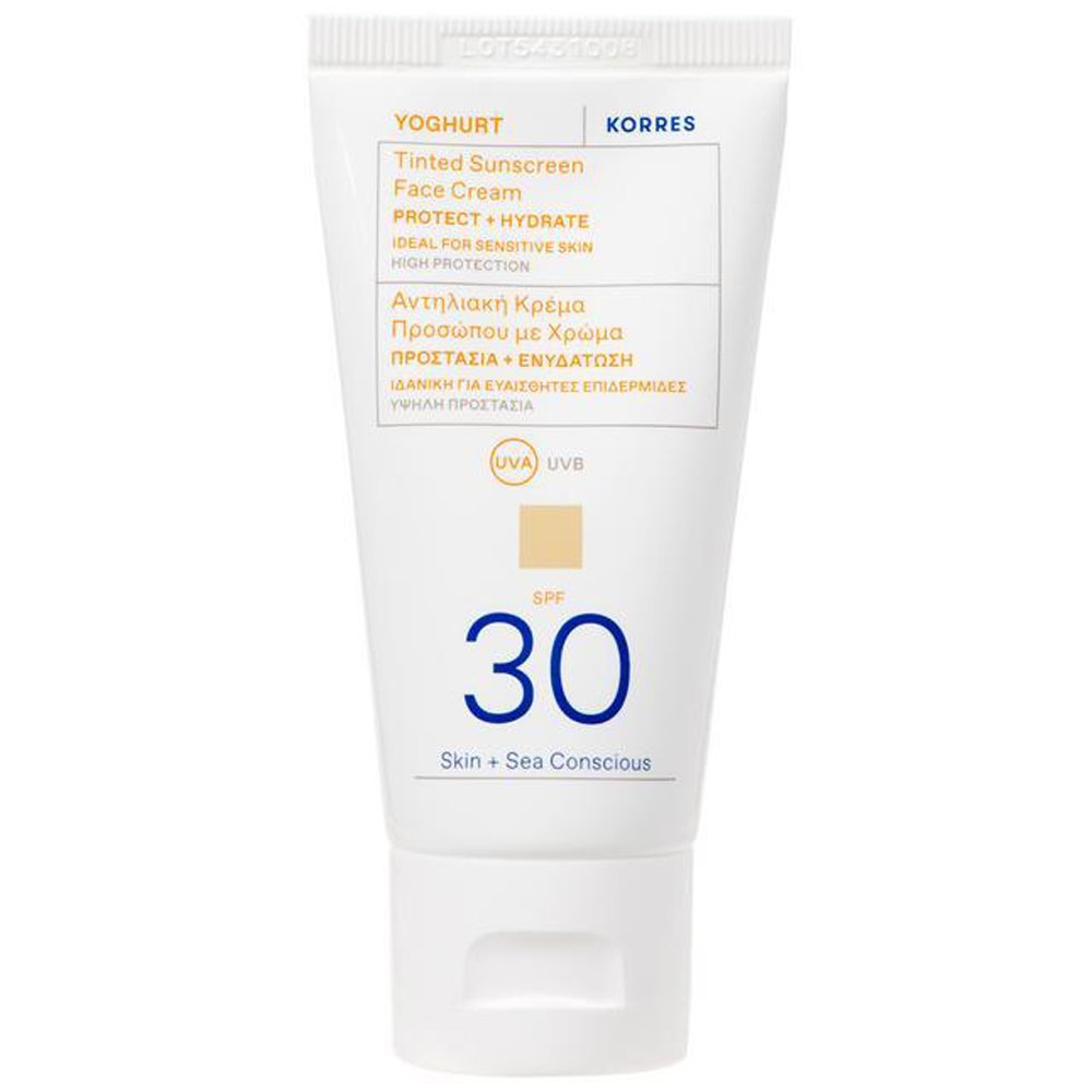 Korres Yoghurt Tinted Sunscreen Face Cream Protect & Hydrate Spf30 Αντηλιακή Κρέμα Προσώπου Υψηλής Προστασίας με Χρώμα για Προστασία & Ενυδάτωση 50ml