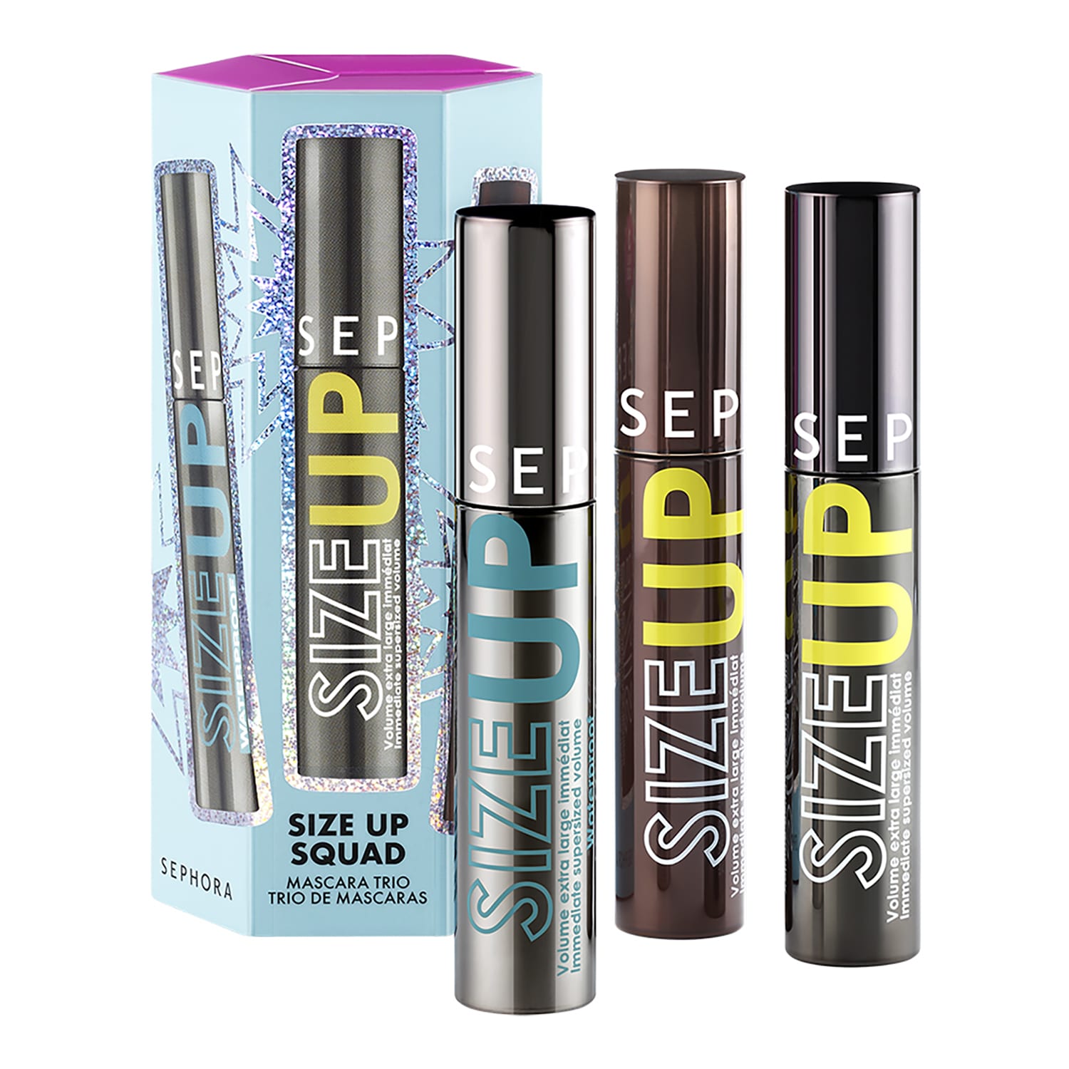 Sephora Collection - SIZE UP SQUAD - 3 μάσκαρα: μαύρη, καφέ και αδιάβροχη | 3 τμχ