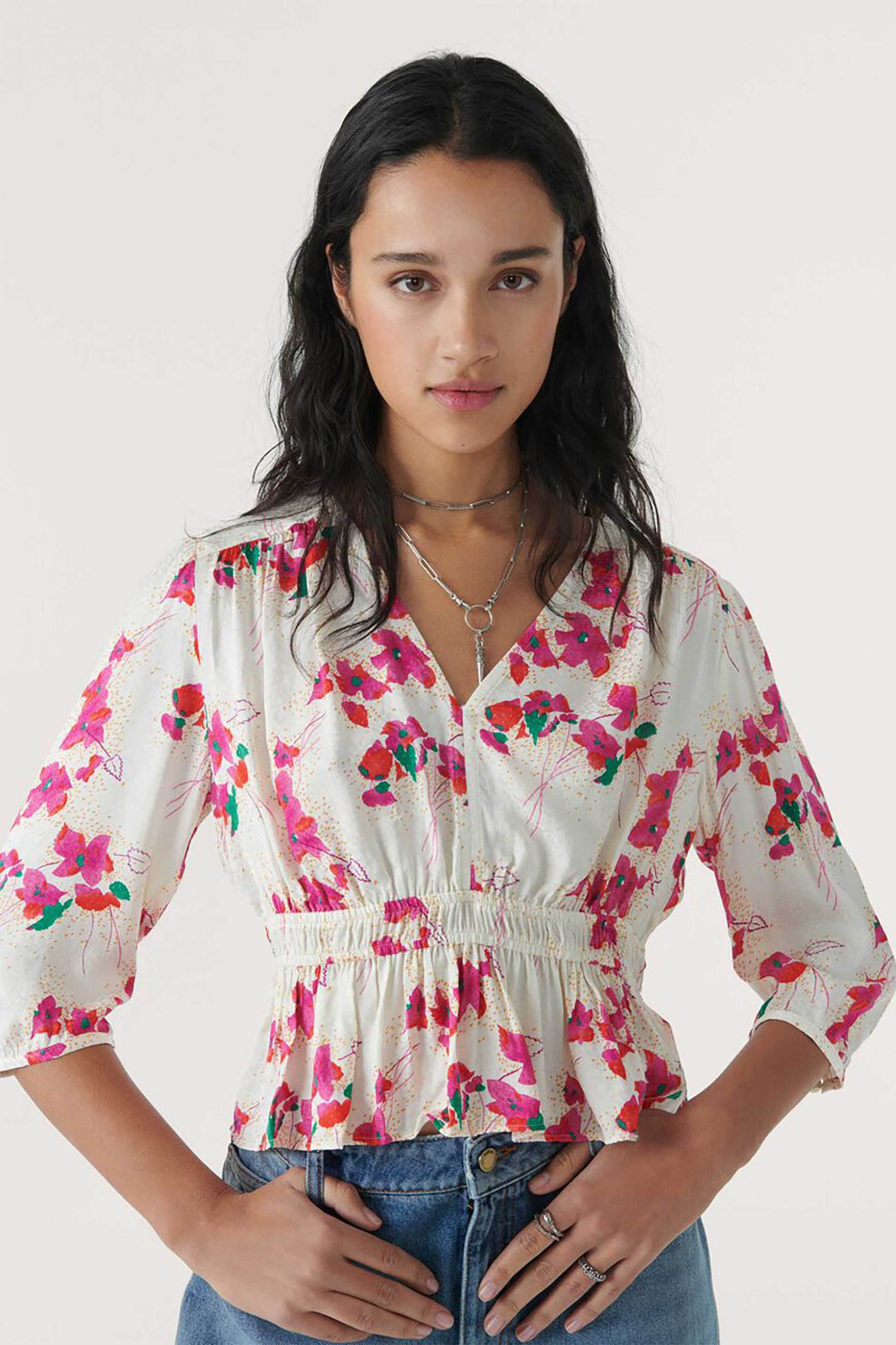 ba&sh γυναικεία μπλούζα με μανίκι 3/4 και all-over floral print "Edon"