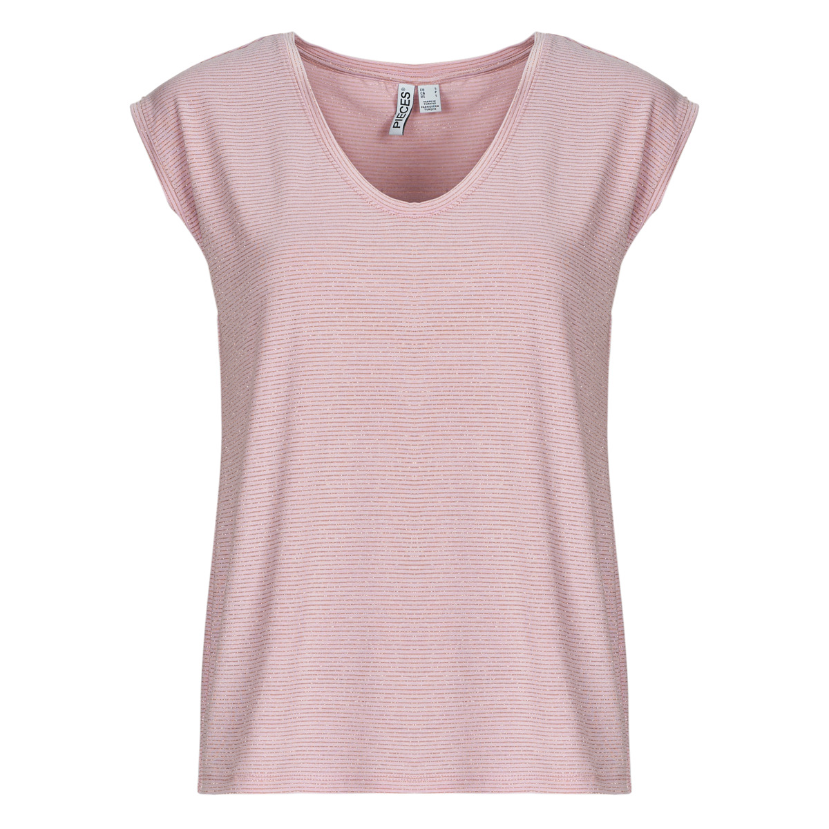 T-shirt με κοντά μανίκια Pieces PCBILLO TEE LUREX STRIPES