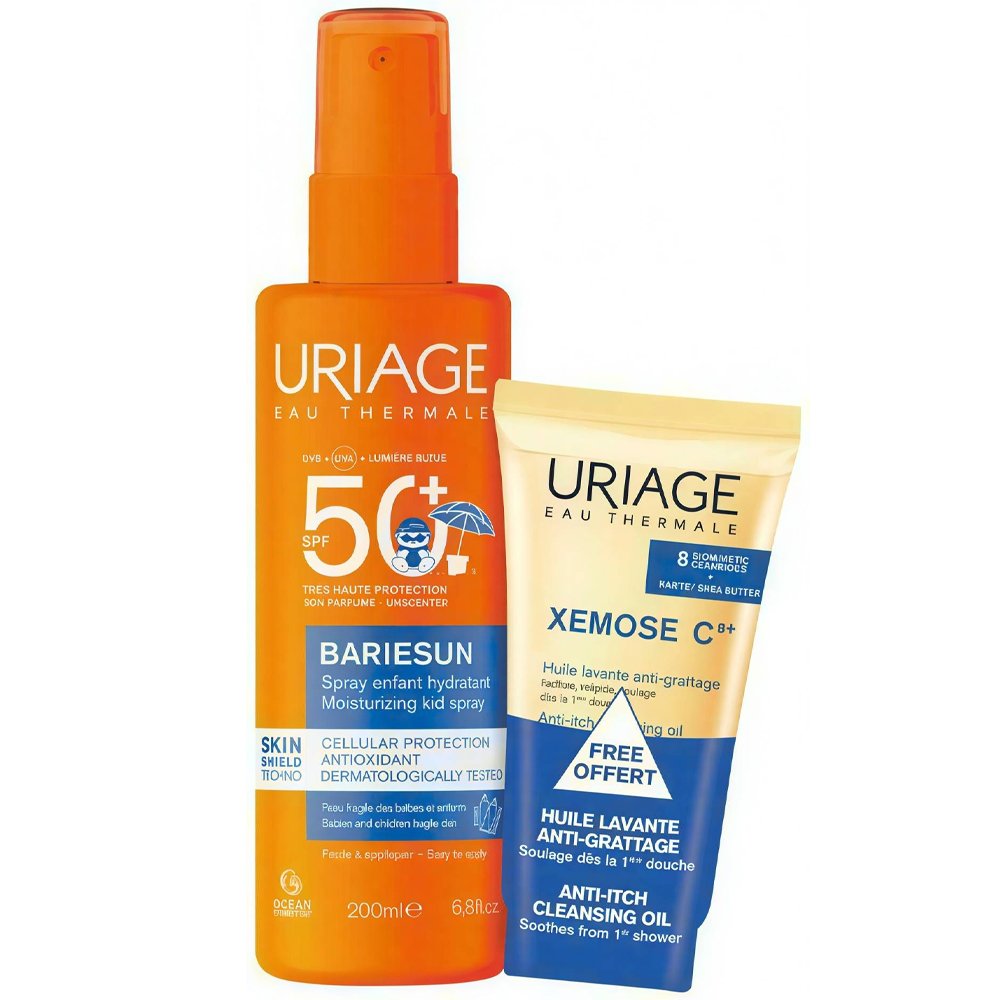Uriage Promo Bariesun Moisturizing Spf50+ Kid Spray 200ml & Δώρο Xemose C8+ Anti-Itch Cleansing Oil 50ml