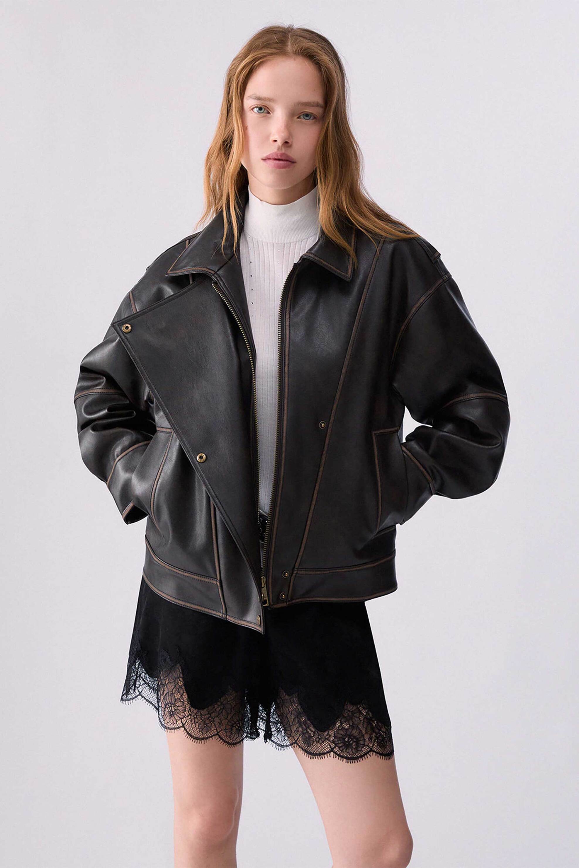Liu Jo γυναικείo oversized bomber από faux δέρμα