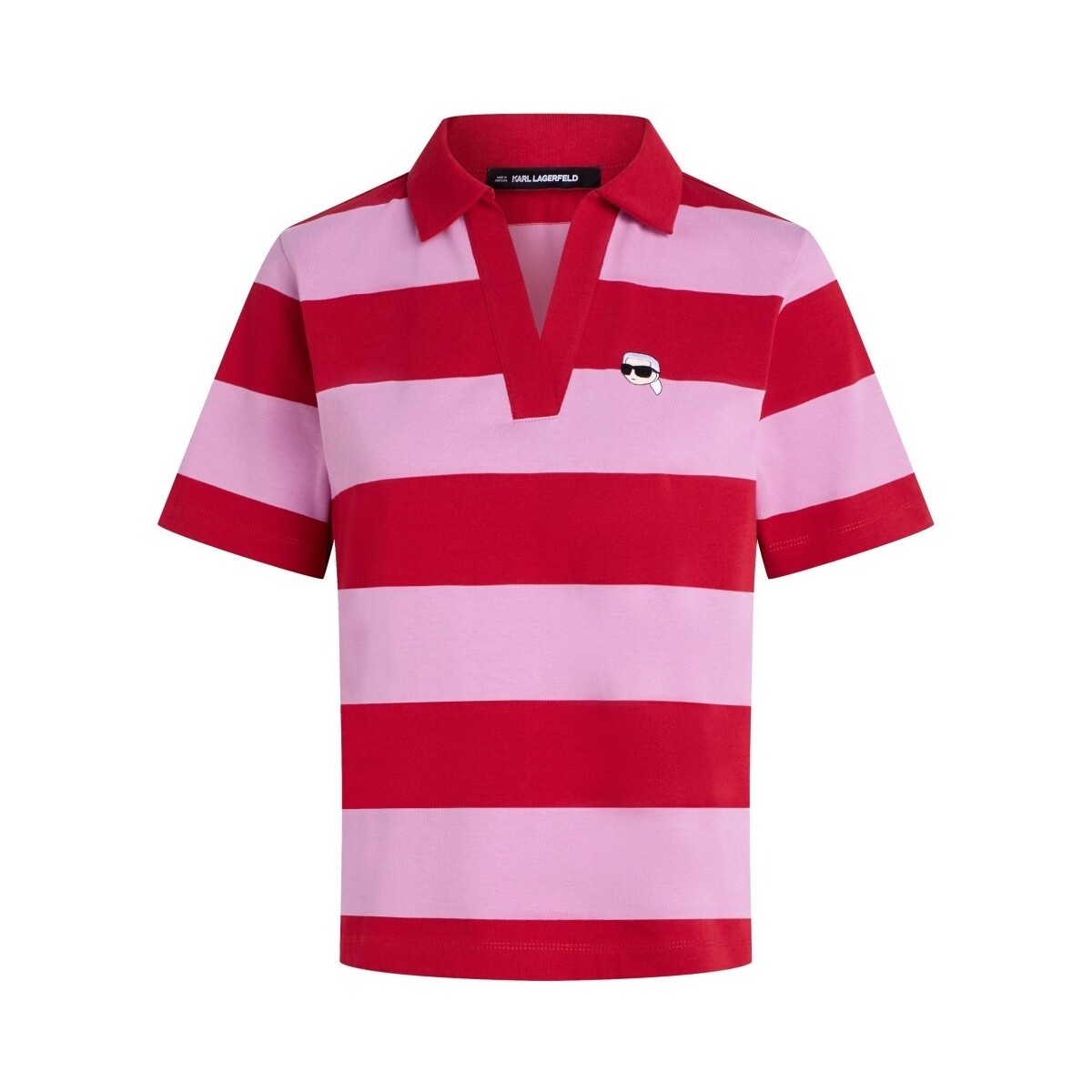 Πόλο με κοντά μανίκια Karl Lagerfeld IKON PATCH STRIPE SSLV POL