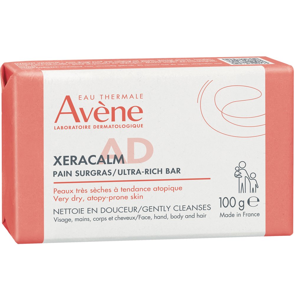 Avene XeraCalm A.D Pain Nettoyant Surgras Υπερλιπαντική Στερεά Πλάκα Καθαρισμού, Πολύ Ξηρό Δέρμα με Τάση Ατοπίας ή Κνησμού 100g