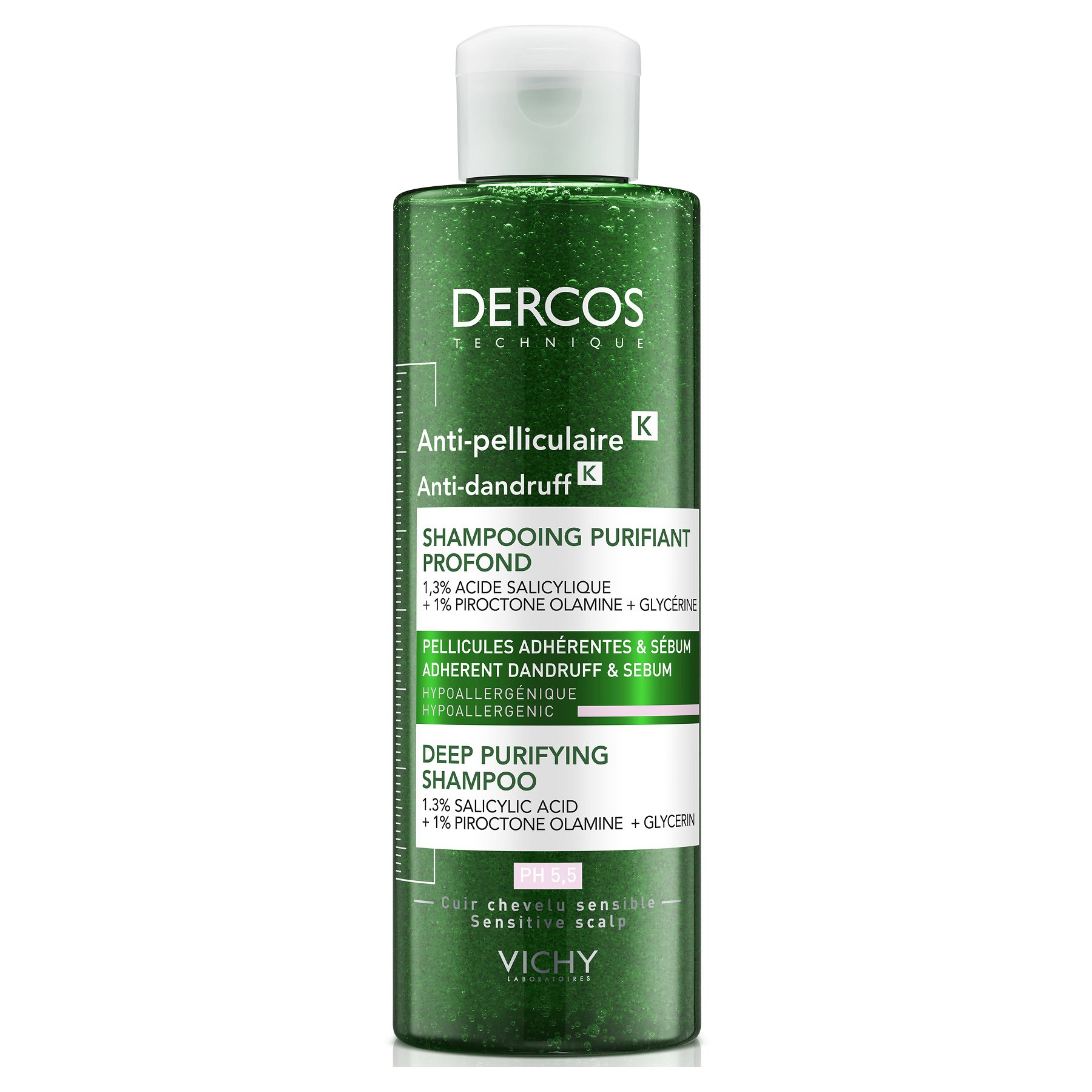 Vichy Dercos Anti-Dandruff K Deep Purifying Shampoo Σαμπουάν Κατά της Πιτυρίδας, Ιδανικό για το Ευαίσθητο Τριχωτό 250ml