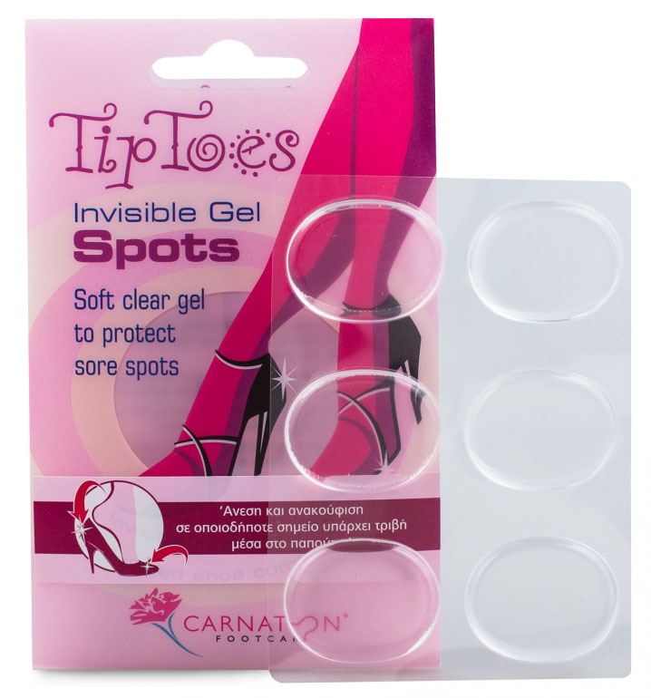 Carnation TipToes Invisible Gel Spots Άνεση & Ανακούφιση σε Οποιοδήποτε Σημείο Υπάρχει Τριβή Μέσα στο Παπούτσι 6τμχ