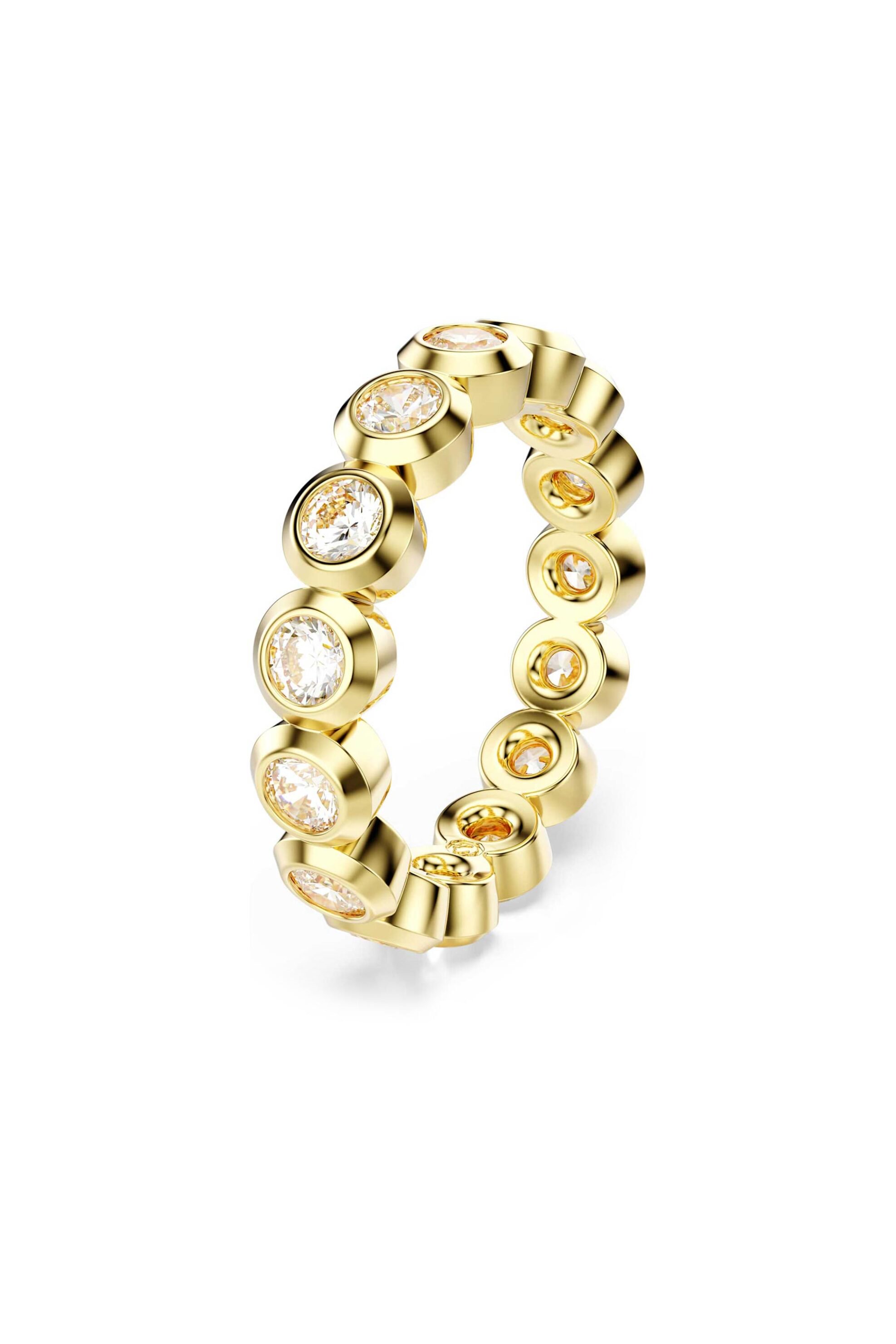 Swarovski γυναικείο δαχτυλίδι στρογγυλή κοπή, λευκό, επιμετάλλωση σε χρυσαφί τόνο "Imber" (58)