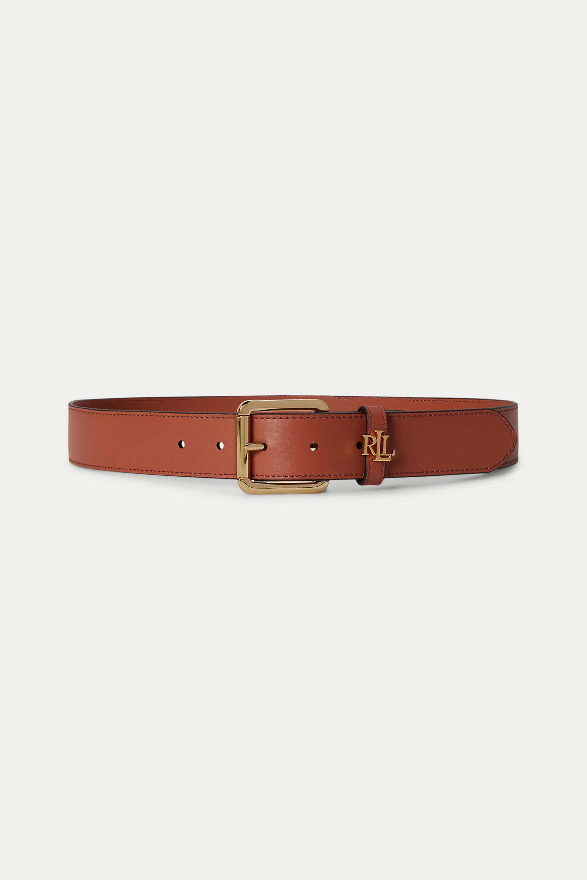 Lauren Ralph Lauren γυναικεία δερμάτινη ζώνη με μεταλλική αγκράφα και monogram