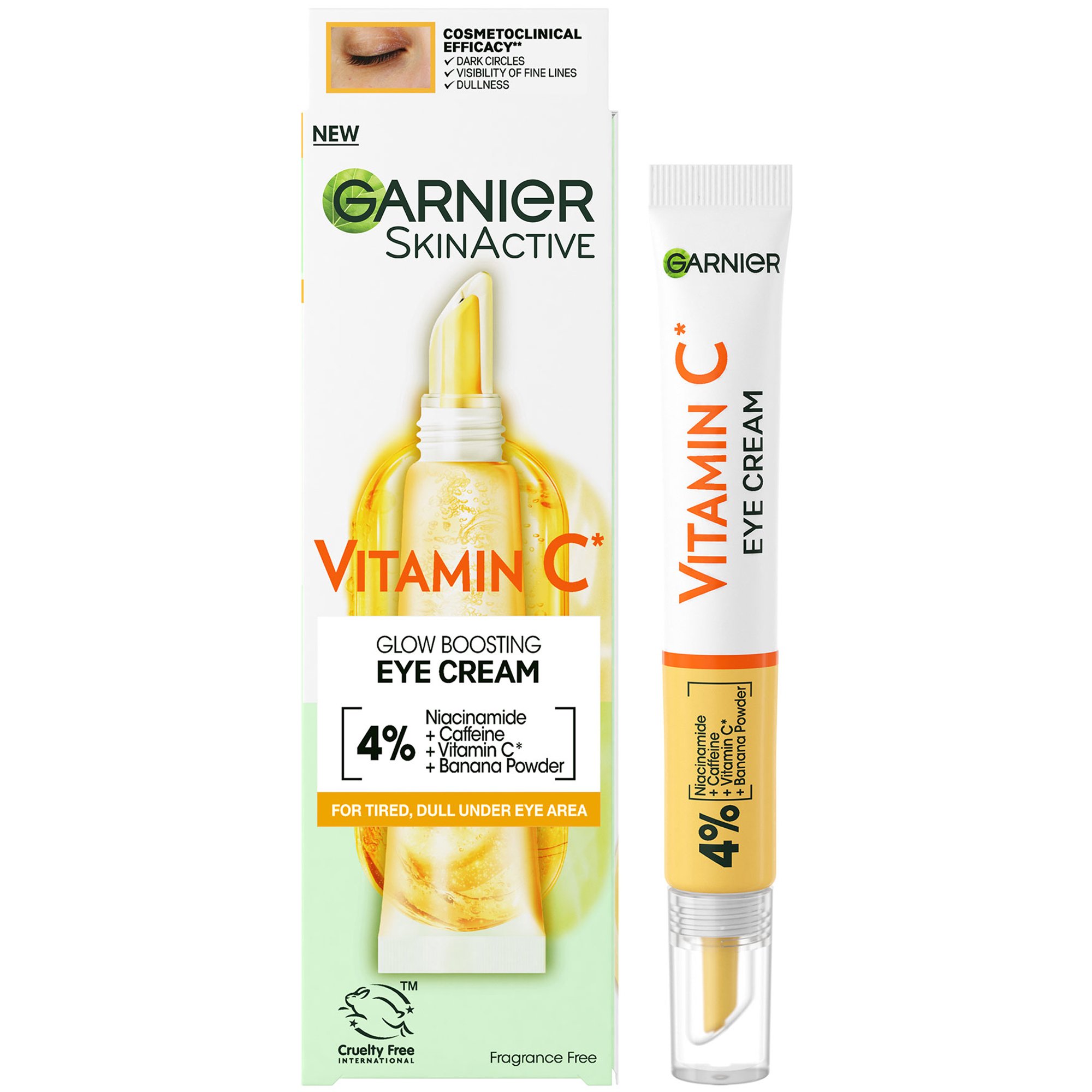Garnier Skinactive Vitamin C Glow Boosting Eye Cream Κρέμα Ματιών με Βιταμίνη C για Λάμψη, Κατά των Μαύρων Κύκλων 15ml