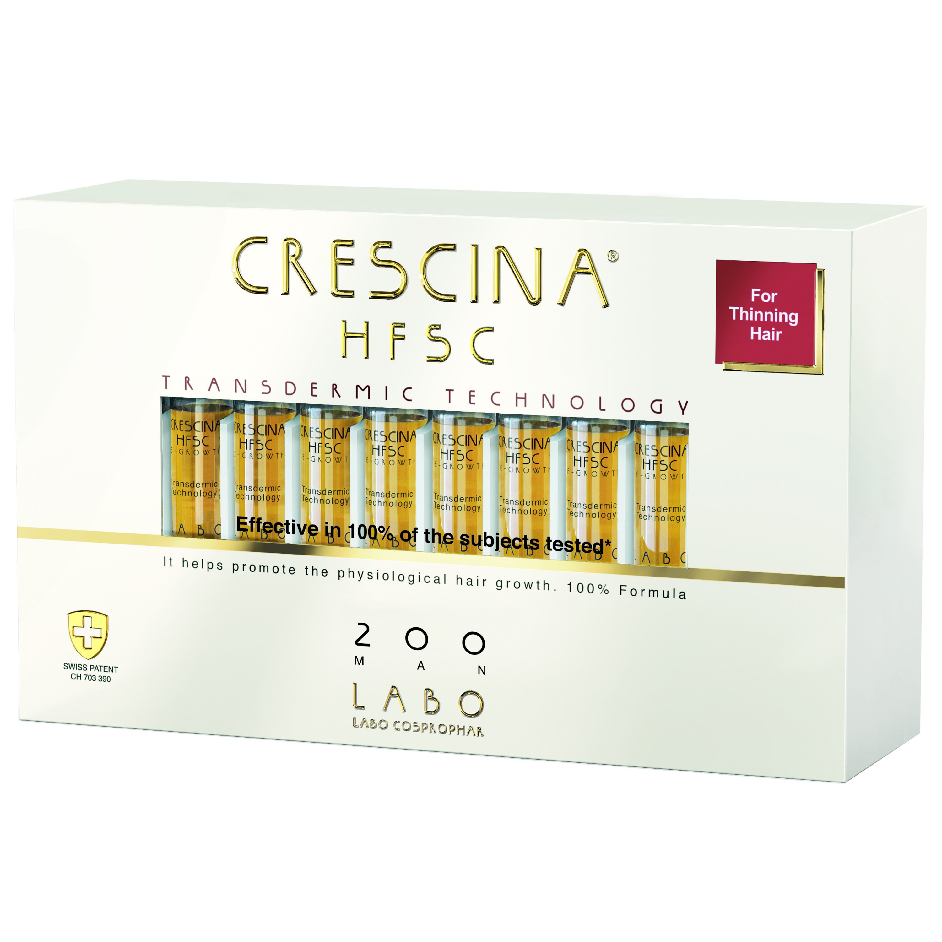 Crescina Transdermic HFSC Man Treatment Αγωγή με Ειδικά Σχεδιασμένη Ανδρική Σύνθεση για τα Αρχικά Στάδια Αραίωσης των Μαλλιών 20 Τεμάχια - 200