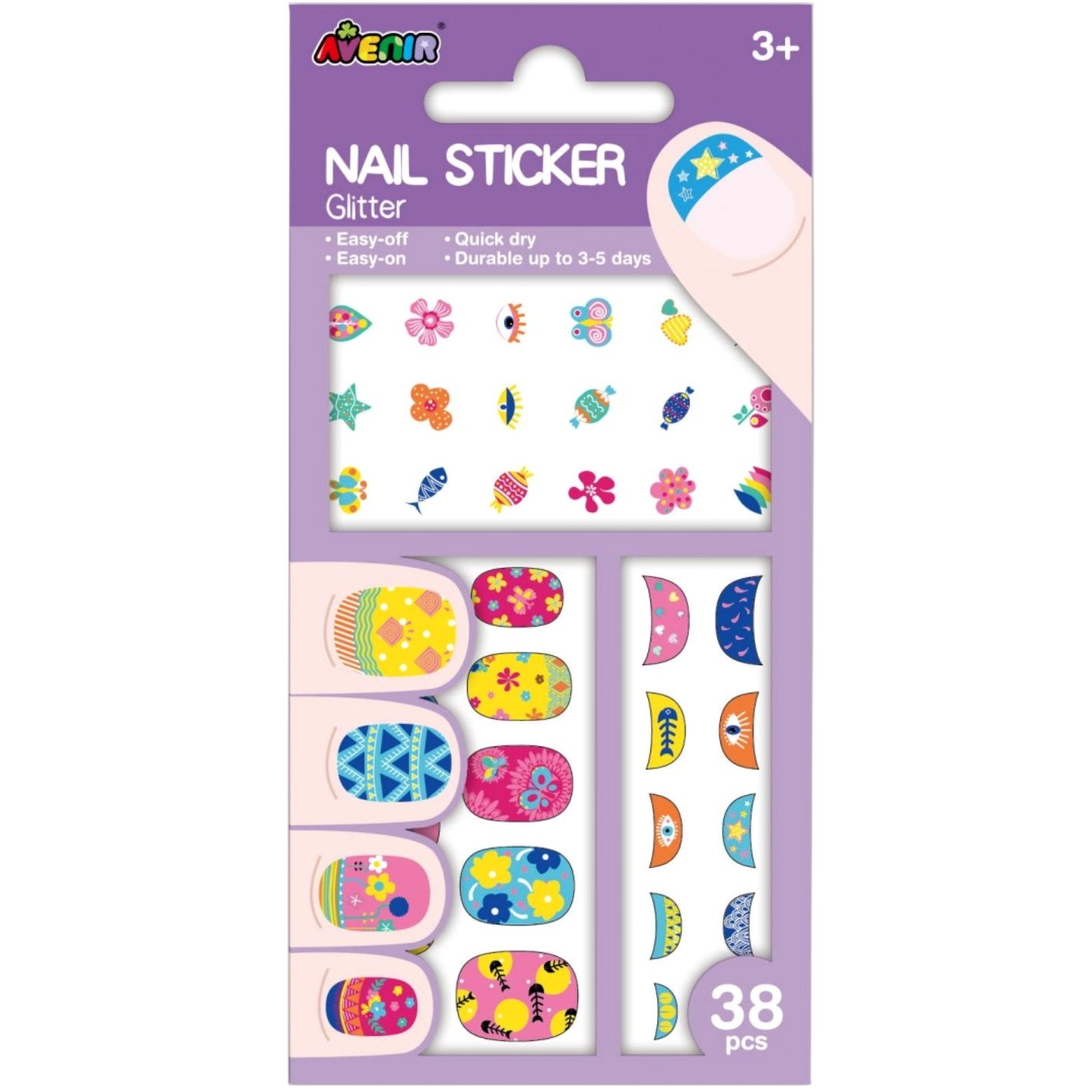 Avenir Nail Sticker 3m+, Παιδικά Διασκεδαστικά Αυτοκόλλητα Νυχιών 54 Τεμάχια