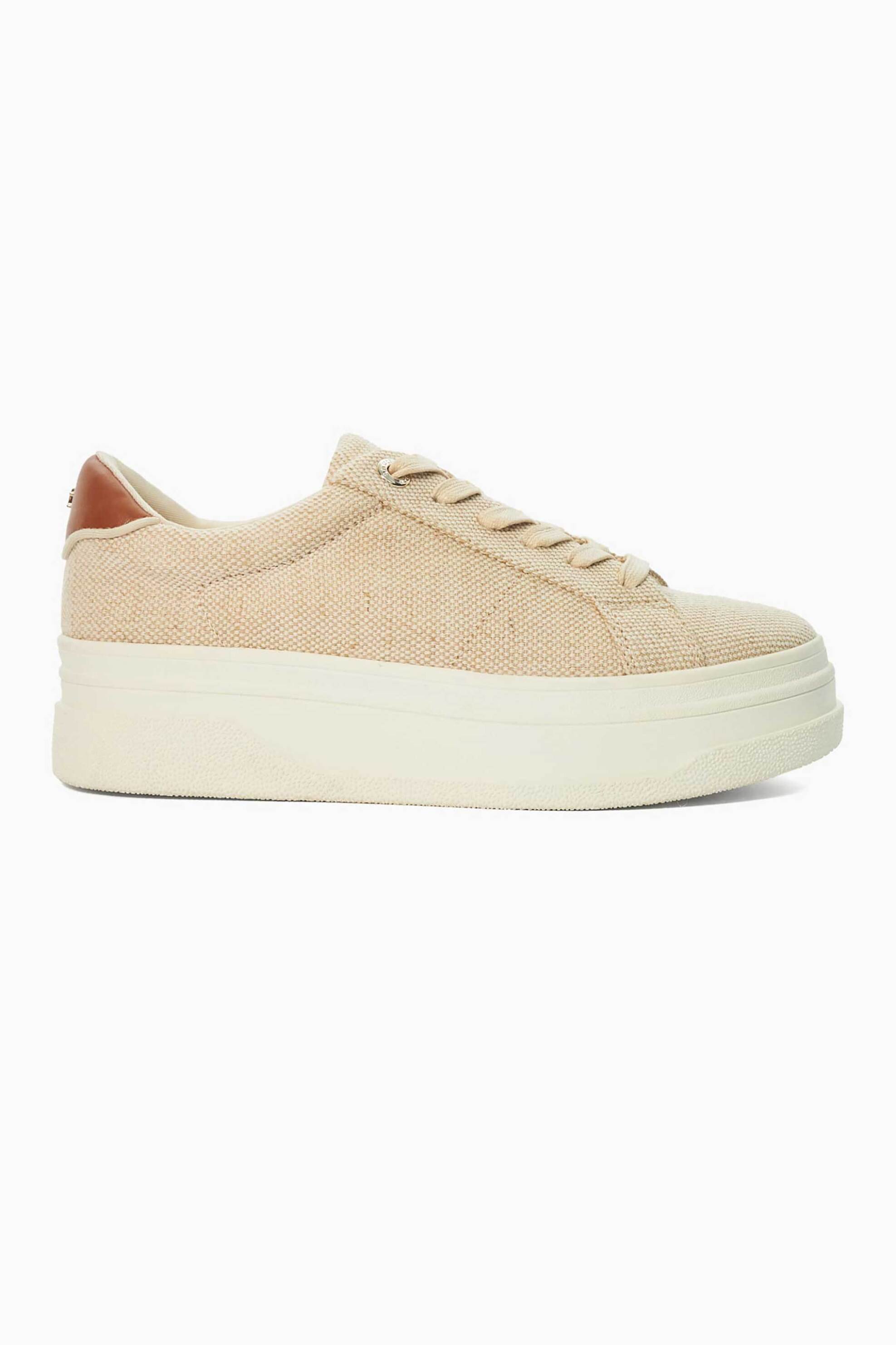 Dune London γυναικεία flatform sneakers μονόχρωμα με μεταλλική λεπτομέρεια "Exaggerate"