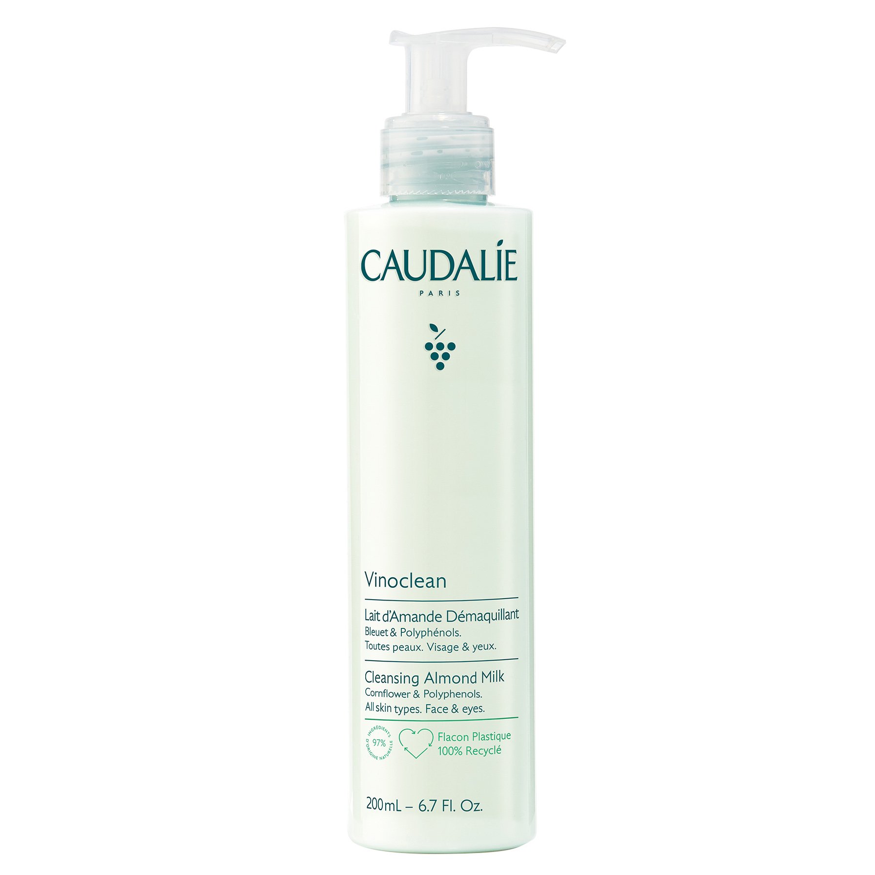 Caudalie Vinoclean Almond Milk Face & Eyes Cleansing Ενυδατικό Γαλάκτωμα Καθαρισμού Προσώπου & Ματιών για Θρέψη & Καταπράυνση της Επιδερμίδας 200ml