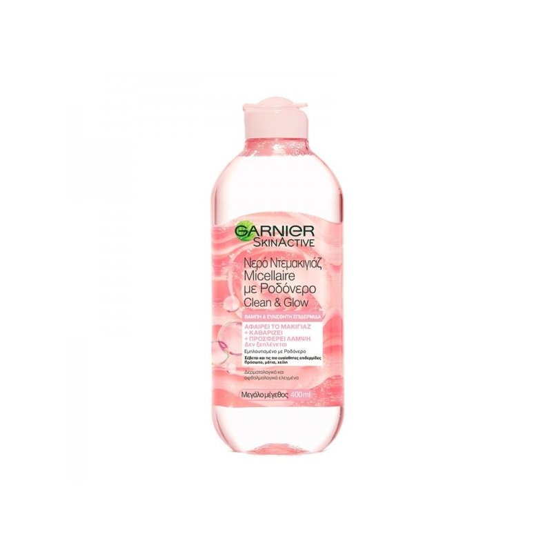 Garnier Skinactive Micellaire Rose Water Clean & Glow Νερό Καθαρισμού & Ντεμακιγιάζ για Θαμπή & Ευαίσθητη Επιδερμίδα 400ml
