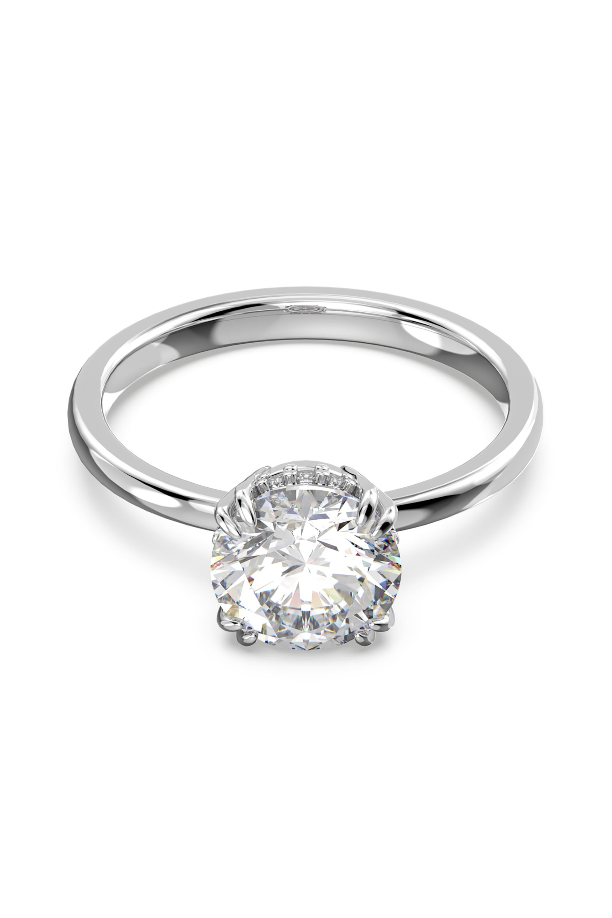Swarovski γυναικείο δαχτυλίδι κοκτέιλ, κοπή princess, λευκό, επιμετάλλωση ροδίου "Constella"