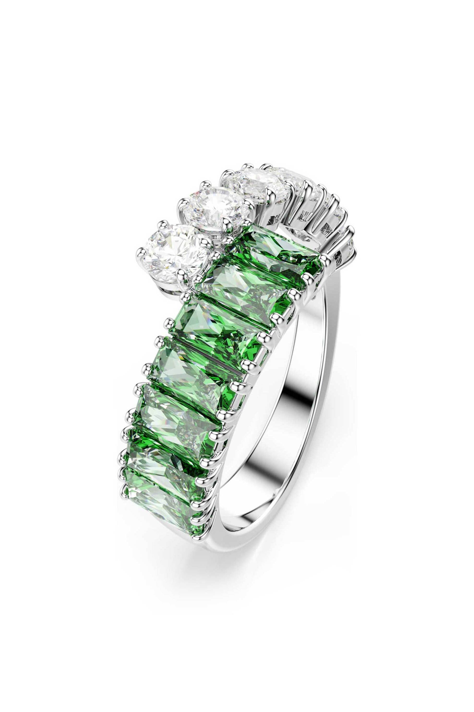 Swarovski γυναικείο δαχτυλίδι μίξη κοπών, πράσινο, επιμετάλλωση ροδίου "Matrix" (58)