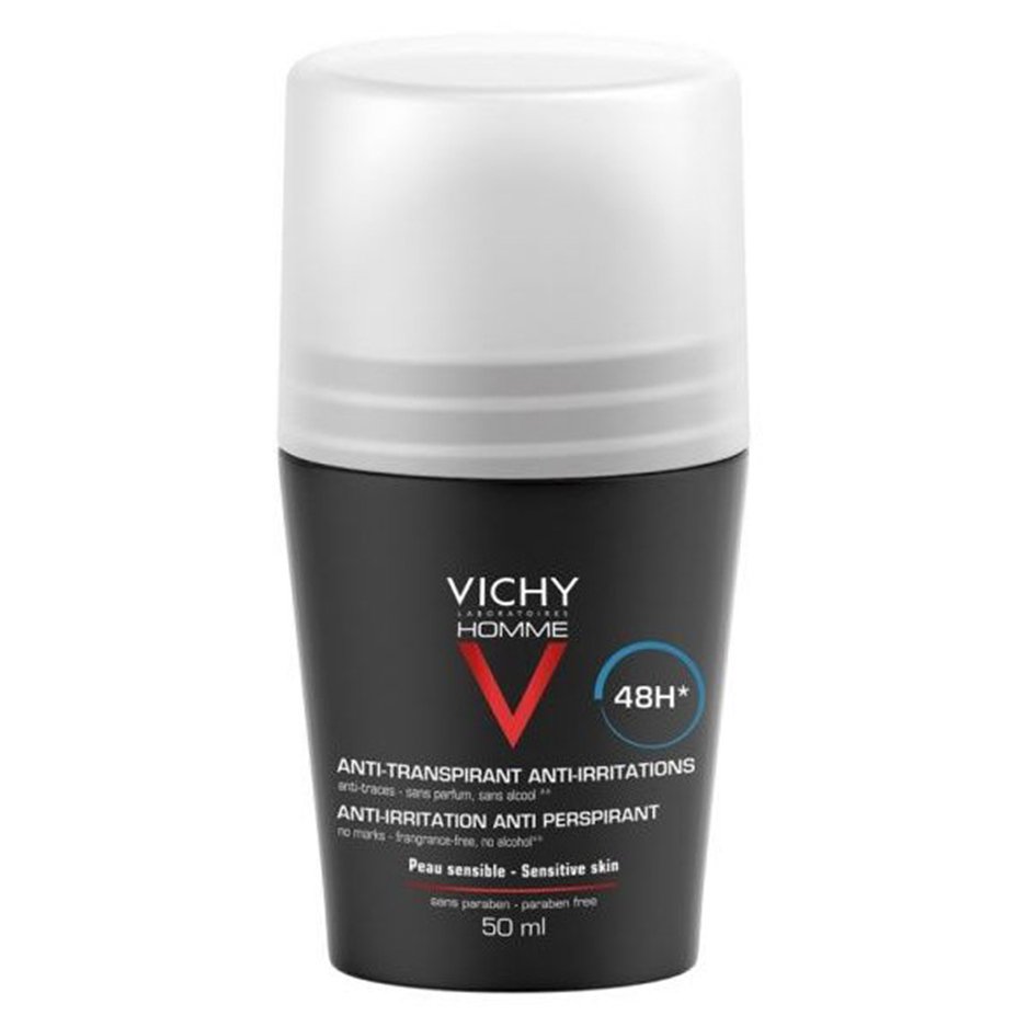 Vichy Homme 48h Deodorant & Antiperspirant Roll-on Ανδρικό Αποσμητικό, Αντιιδρωτικό Roll-on Κατά των Ερεθισμών, για Προστασία Έως & 48 Ώρες 50ml