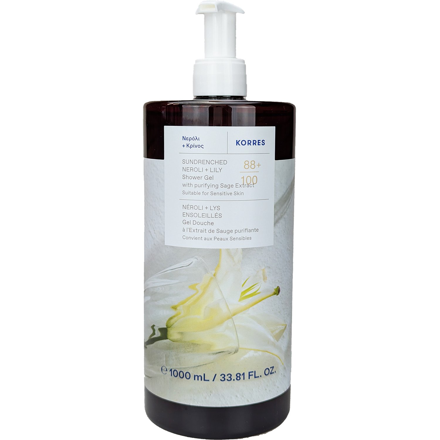 Korres Neroli & Lily with Purifying Sage Extract Shower Gel Ενυδατικό, Αναζωογονητικό Αφρόλουτρο με Δροσιστικό Άρωμα από Νερολί & Κρίνο 1L