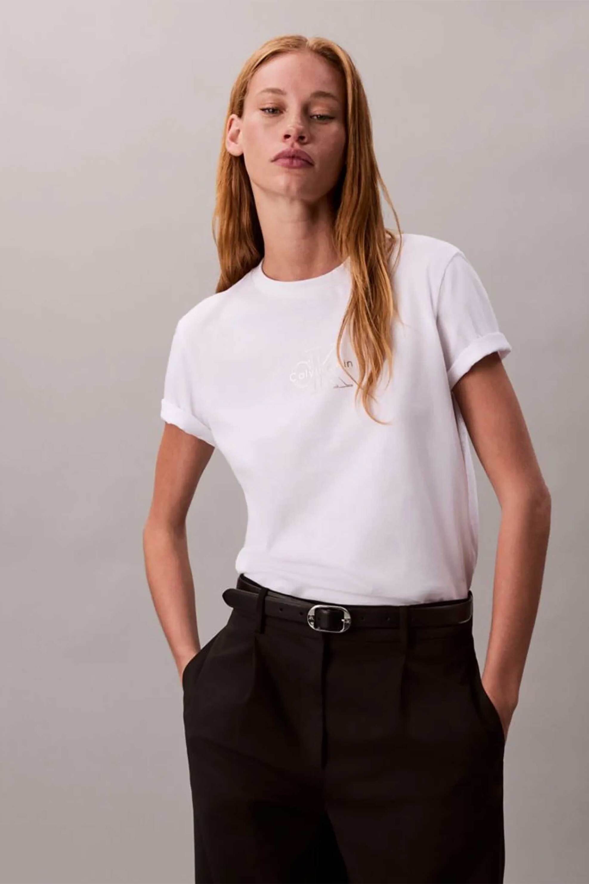 Calvin Klein Jeans γυναικείο T-shirt με μεταλλιζέ λογότυπο Regular Fit | XS