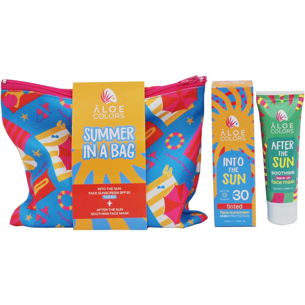 Aloe Colors Promo Into the Sun Tinted Face Sunscreen Spf30, 50ml & After the Sun Soothing Leave-on Face Mask 50ml & Δώρο Νεσεσέρ 1 Τεμάχιο