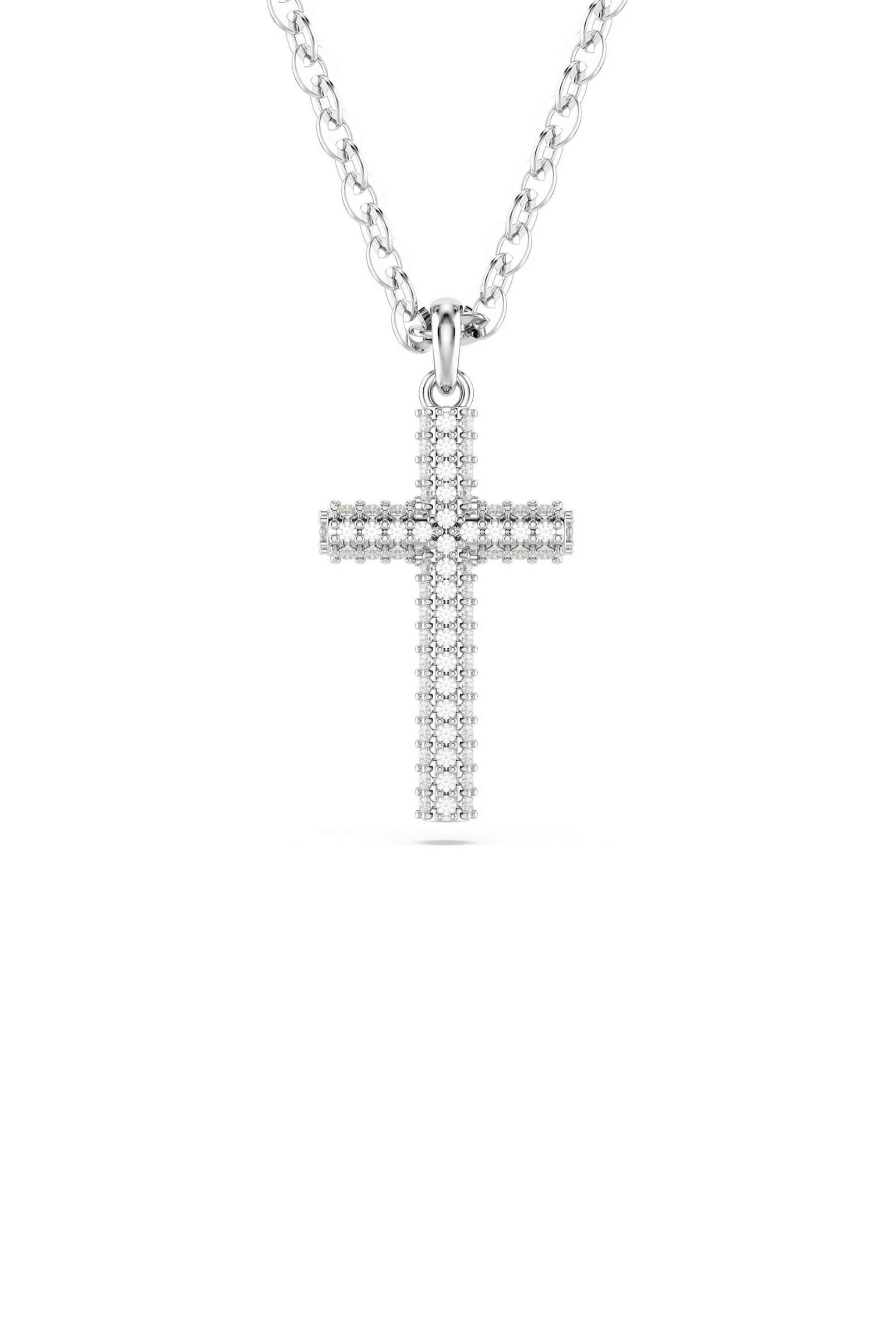Swarovski γυναικείο μενταγιόν pavé, σταυρός, λευκό, επιμετάλλωση ροδίου "Insigne"