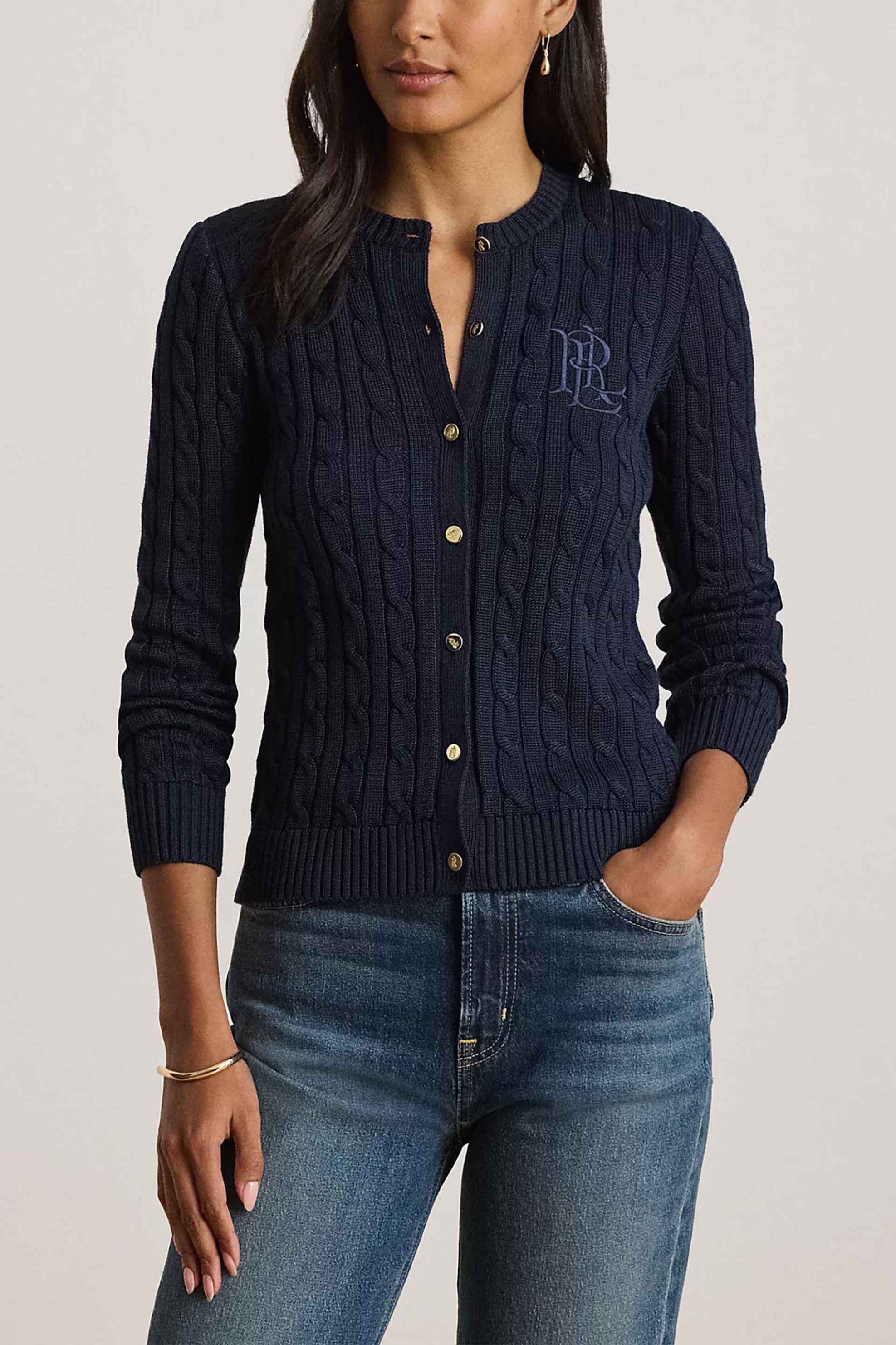 Lauren Ralph Lauren γυναικεία ζακέτα πλεκτή με κεντημένο λογότυπο
