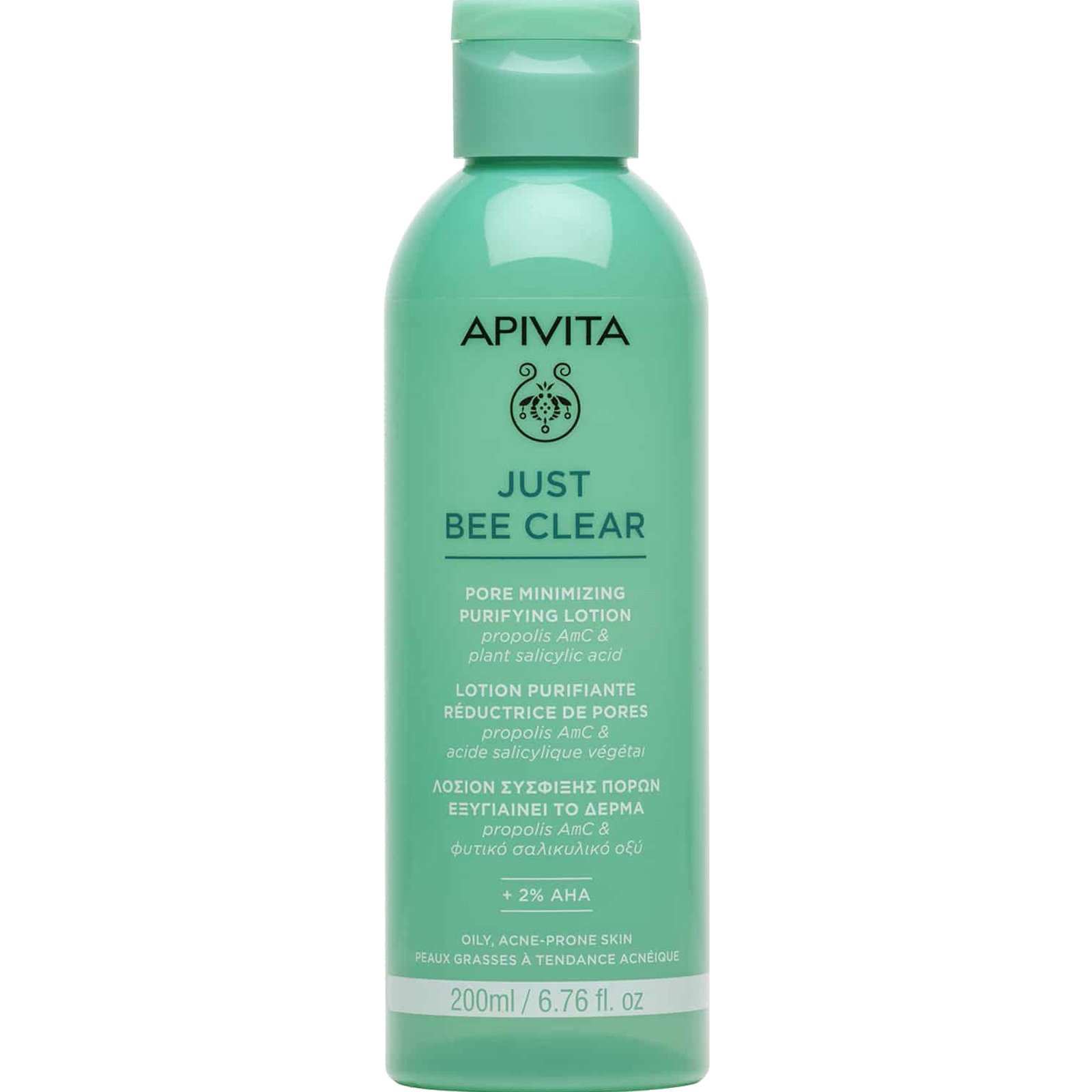 Apivita Just Bee Clear Pore Minimizing Purifying Face Lotion Λοσιόν Προσώπου Σύσφιξης Πόρων για Μείωση Ατελειών Ειδικά Σχεδιασμένη για Λιπαρό με Τάση Ακμής Δέρμα 200ml