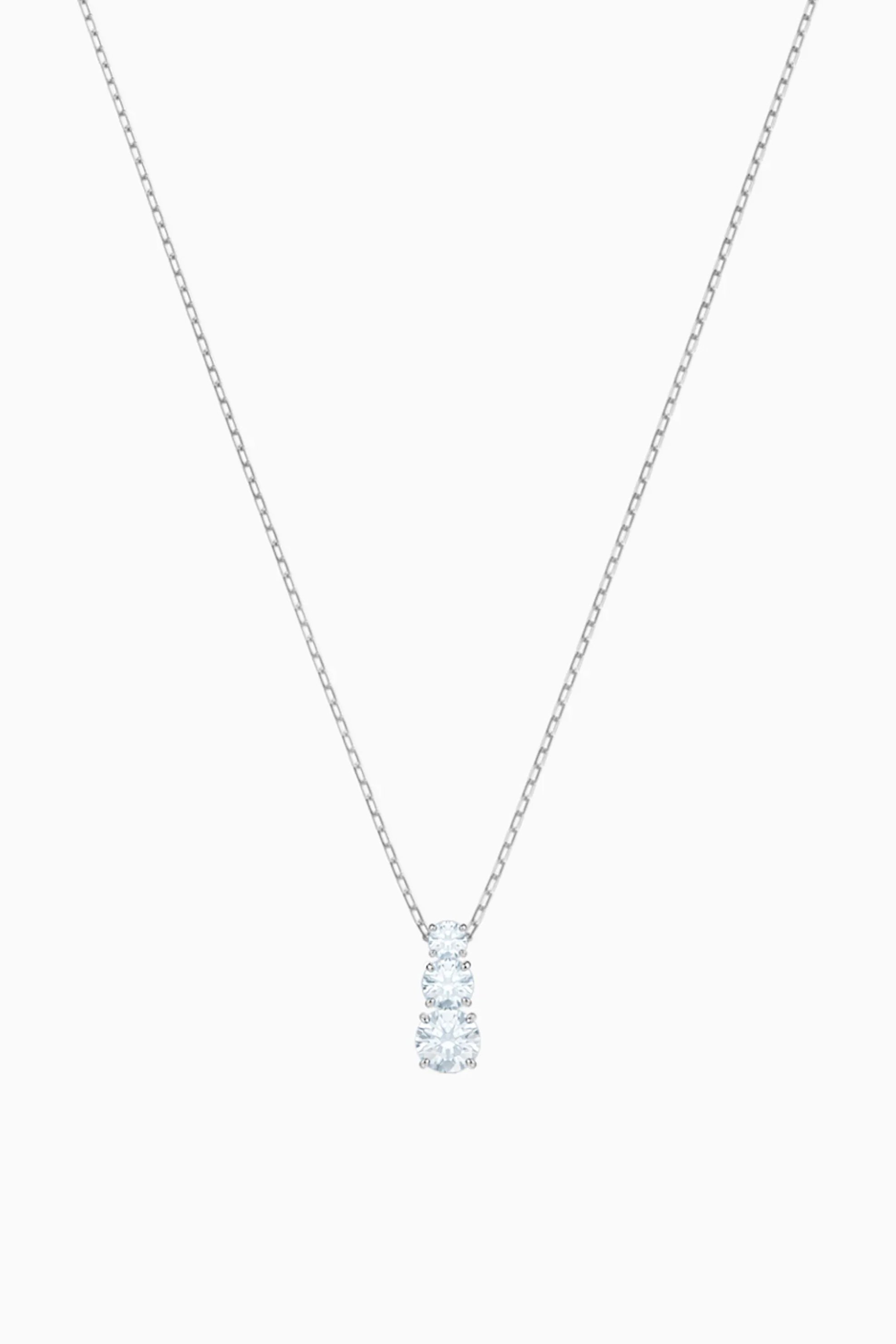 Swarovski Attract Trilogy Round Pendant, White, Rhodium plated
