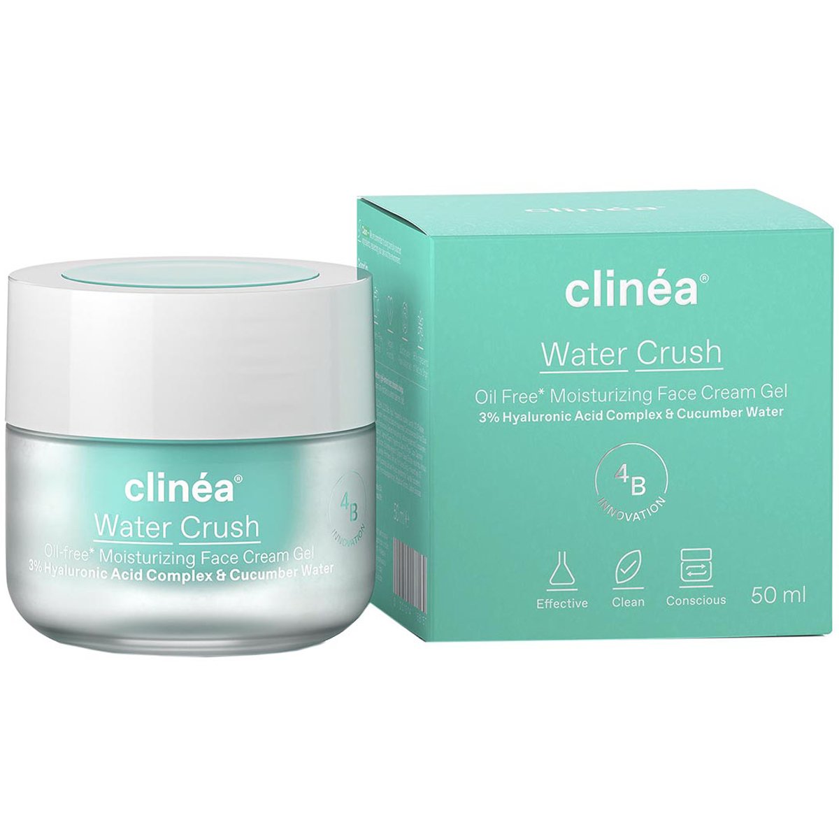 Clinéa Water Crush Oil Free Moisturizing Facial Cream Gel,Ενυδατική Κρέμα-Gel Προσώπου Ελαφριάς Υφής για Κανονικές, Μεικτές Επιδερμίδες 50ml