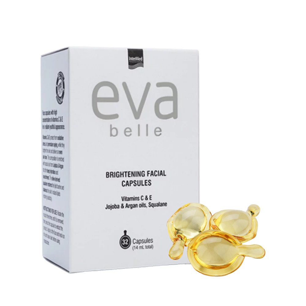 Eva Belle Brightening Facial Capsules Booster Προσώπου & Λαιμού, σε Κάψουλες με Βιταμίνη C για Λάμψη 32caps