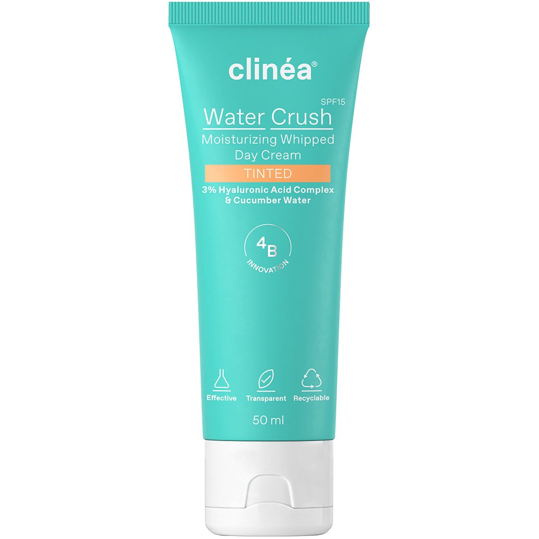 Clinea Water Crush Moisturizing Whipped Spf15 Tinted Day Cream Ενυδατική Κρέμα Ημέρας με Χρώμα & Μεσαία Αντηλιακή Προστασία 50ml